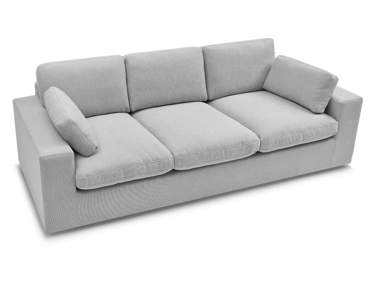 Bobochic Belair Sofa 3-Sitzer 220 × 93 cm Stoff Hellgrau