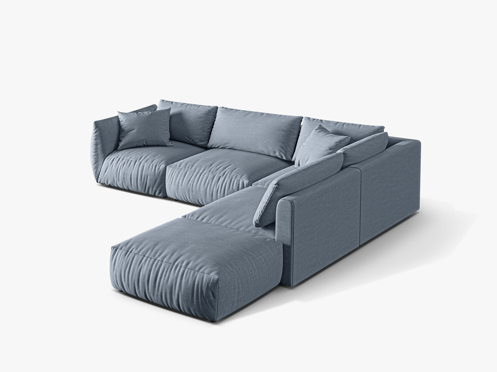 Micadoni Modulares Ecksofa Chris 4-Sitzer Rechts Strukturierter Stoff Gedämpftes Blau