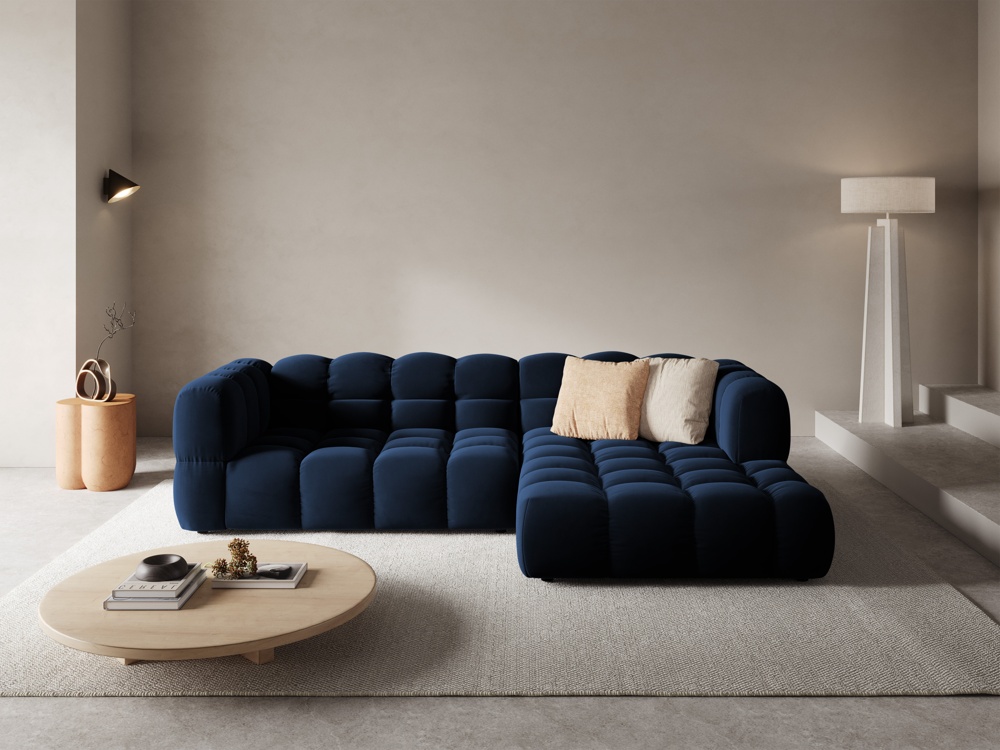 Cosmopolitan Design Ecksofa Sky 4-Sitzer mittlere Version Samt Casino Königsblau Rechts