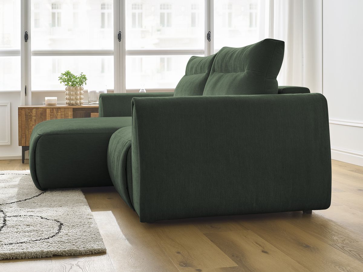 Bobochic Aden Ecksofa 246 × 152 cm Stoff Grün Ecke links