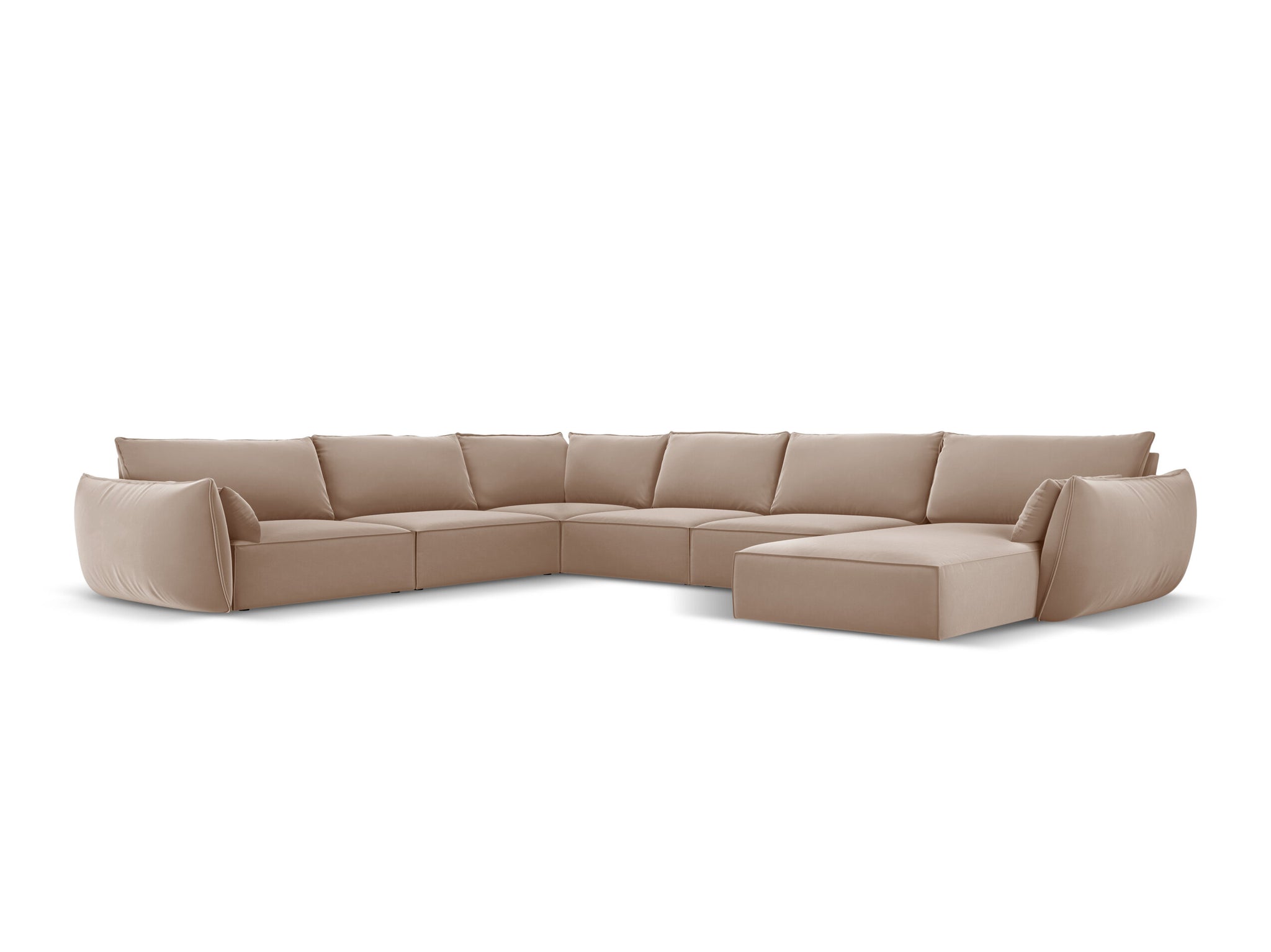 Micadoni Panorama-Ecksofa Kaelle 8-Sitzer Links Samt Beige