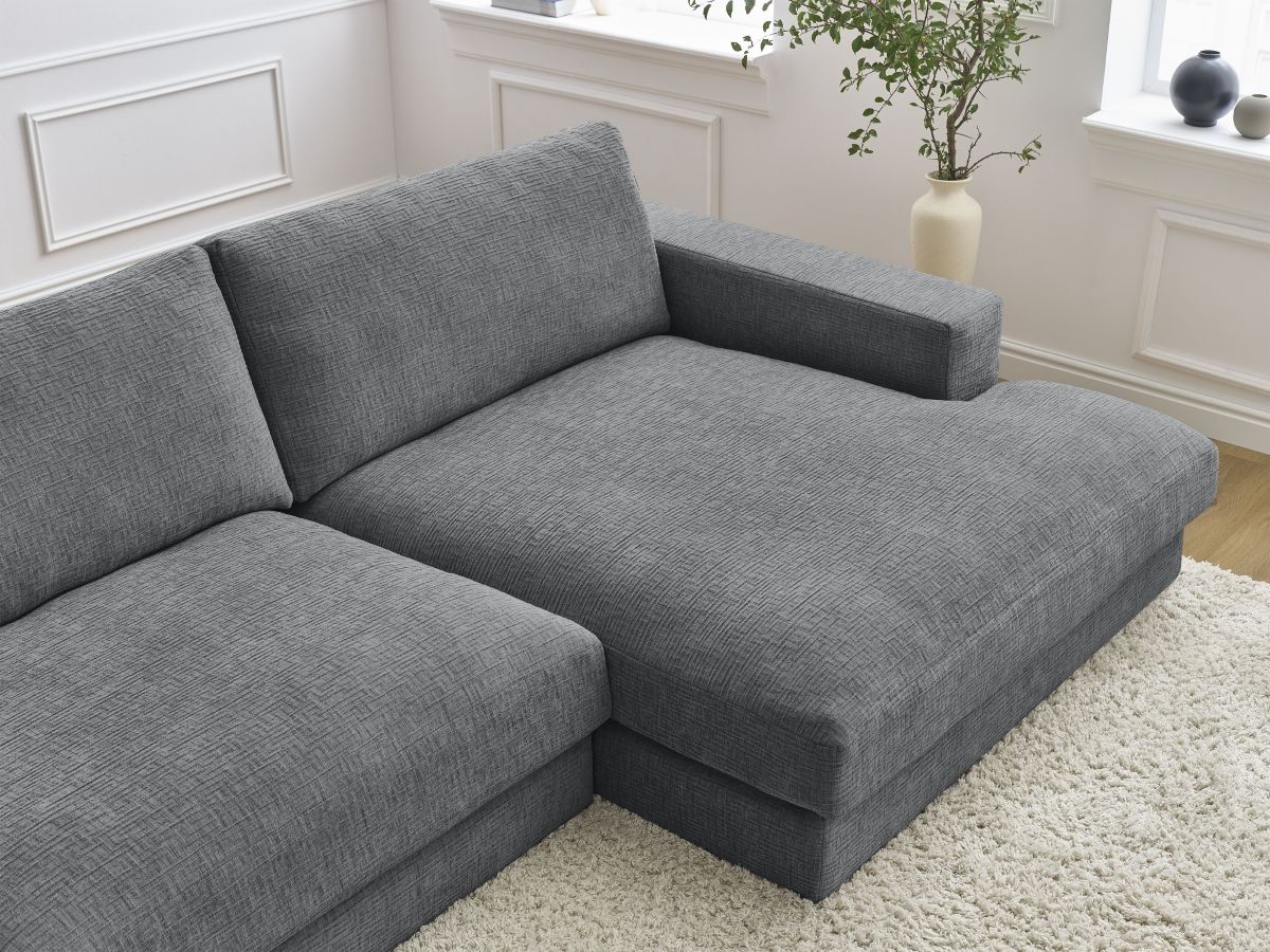 Bobochic Leonard Ecksofa 234 × 159 cm Strukturstoff Dunkelgrau Ecke rechts
