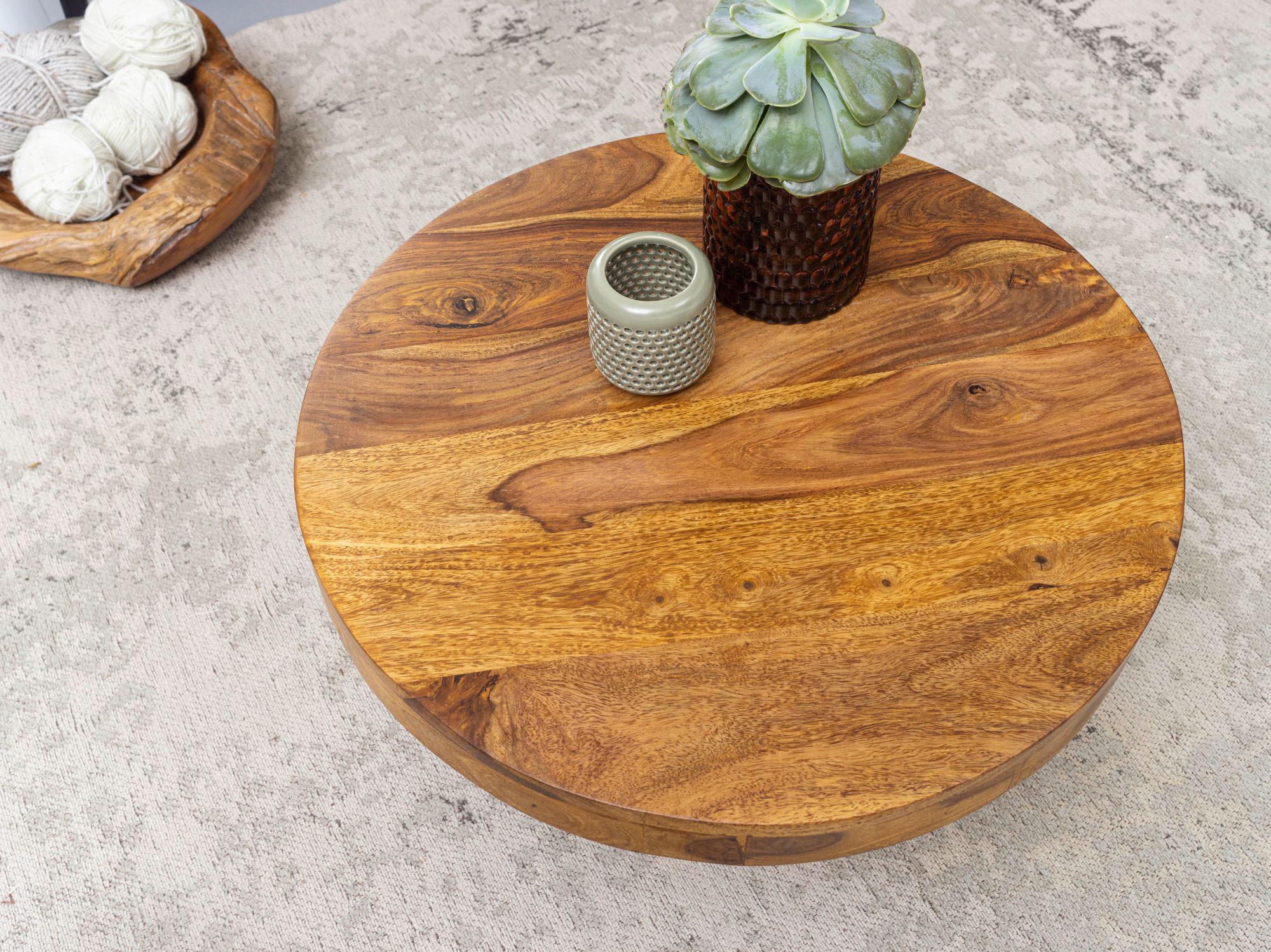 Couchtisch Nakskov Massivholz Dunkelbraun Ø 60 cm