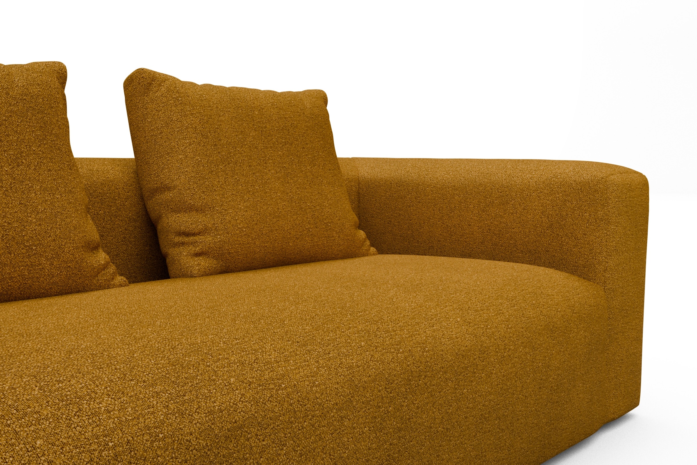 Wohnlandschaft Fred mit 2-Sitzer und Chaiselongue beidseitig Boucle-Ochre