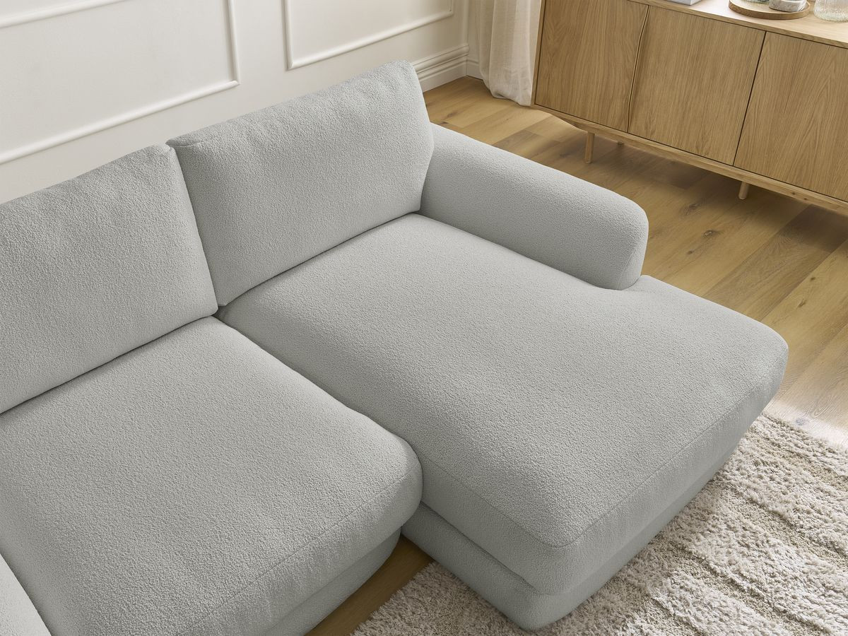 Bobochic Leonore Ecksofa Bouclé-Stoff Hellgrau Ecke rechts