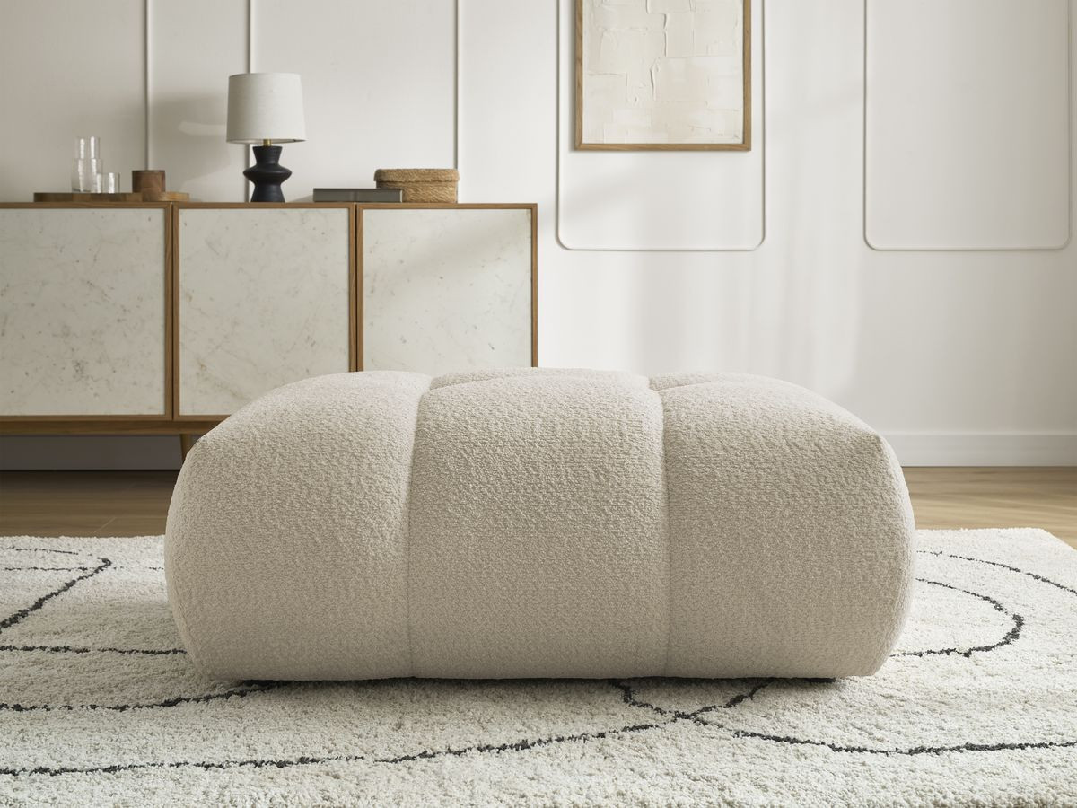Bobochic Fuji Pouf Bouclé-Stoff Beige