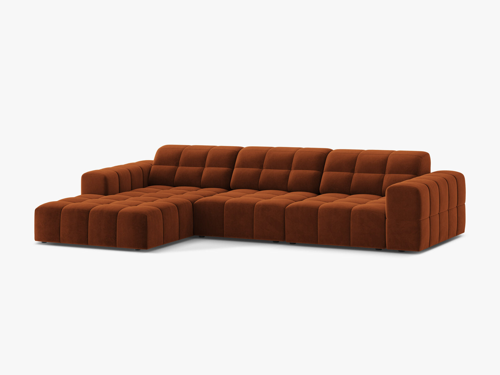 Micadoni Ecksofa Jennifer 4-Sitzer Links Samt Bluvel Terrakotta