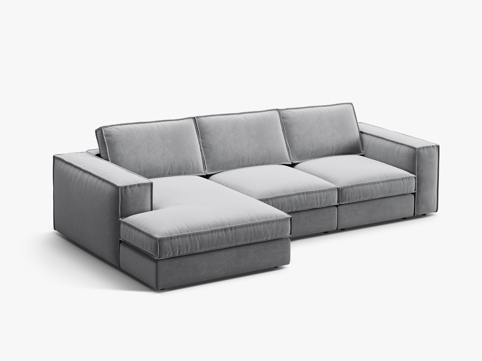 Micadoni modulares Ecksofa Pola 3-Sitzer Links Samt Salvador Grau