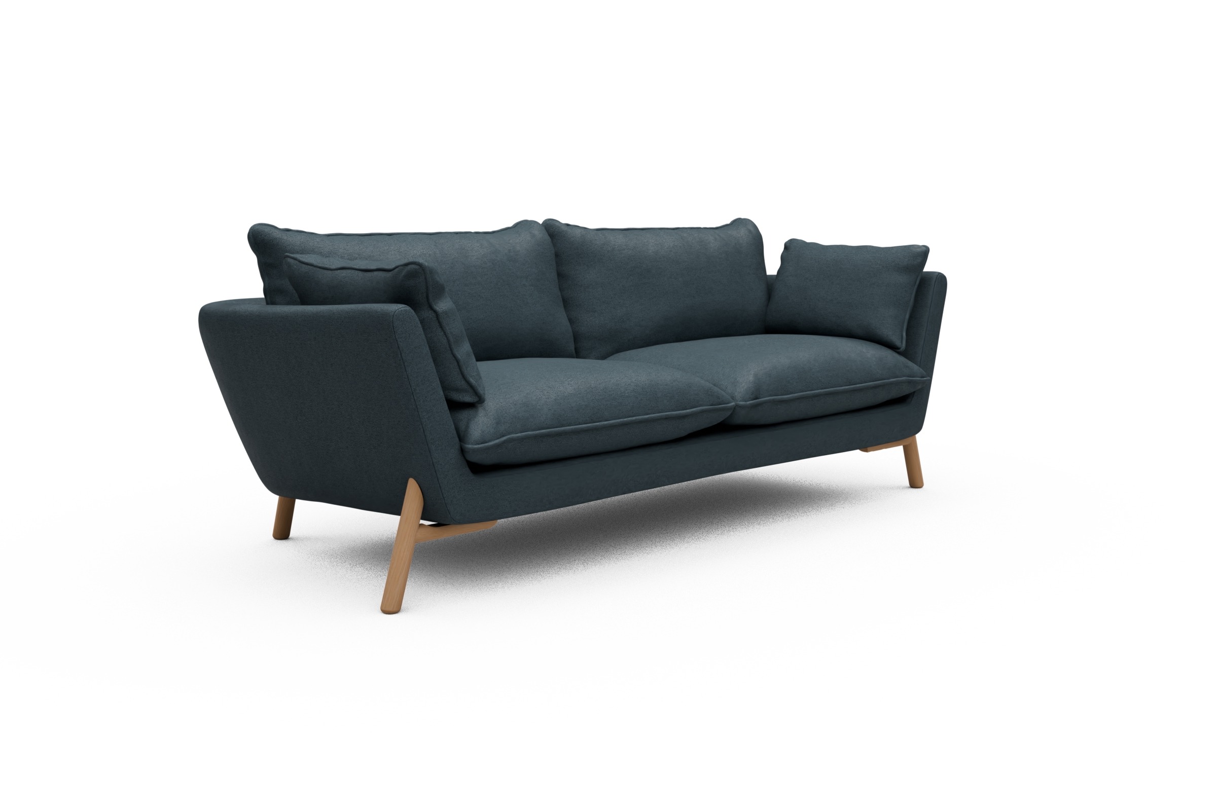 Sofa Emil PREMIUM 3-Sitzer Beinfarbe Eiche Natur Denari-Royal-Blue