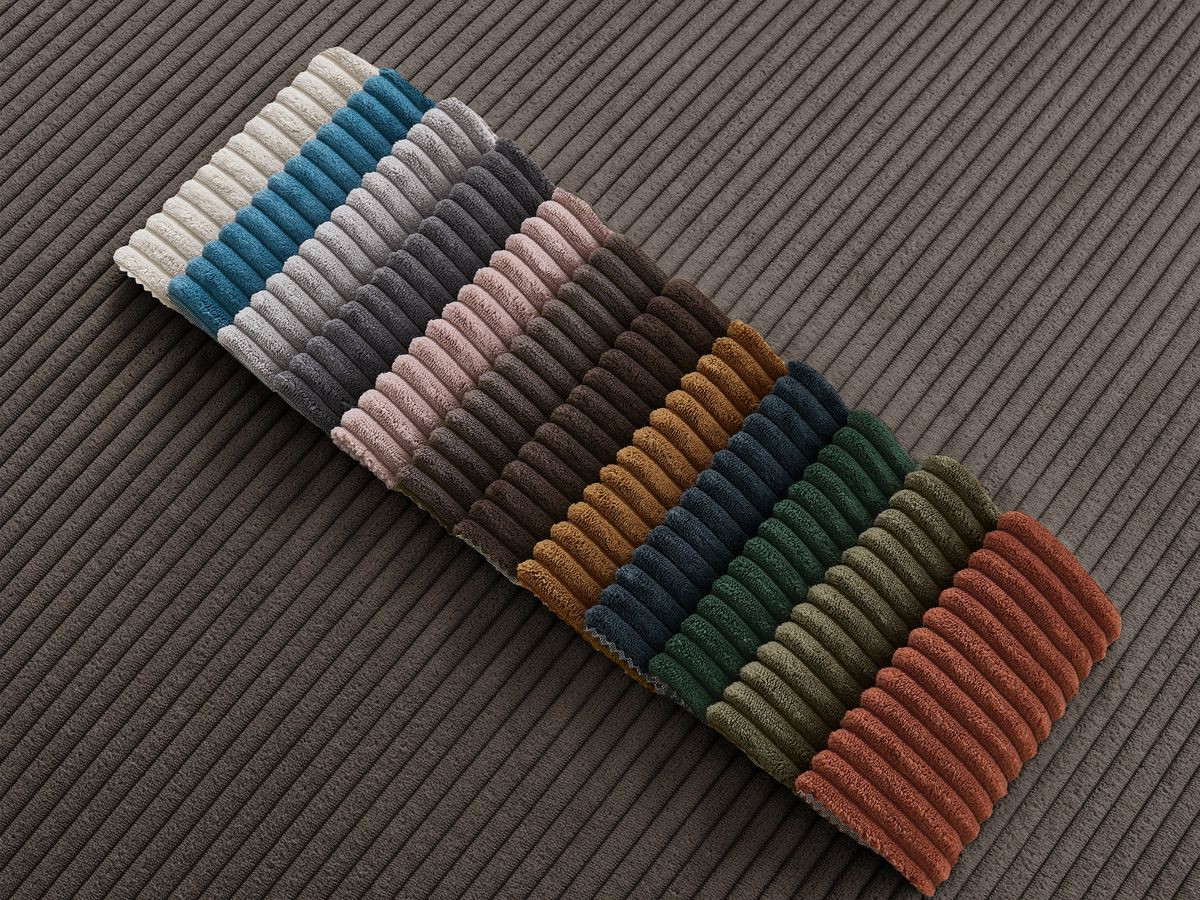 Bobochic Atilla Ecksofa mit Schlaffunktion und Bettkasten Cordsamt Taupe Ecke rechts