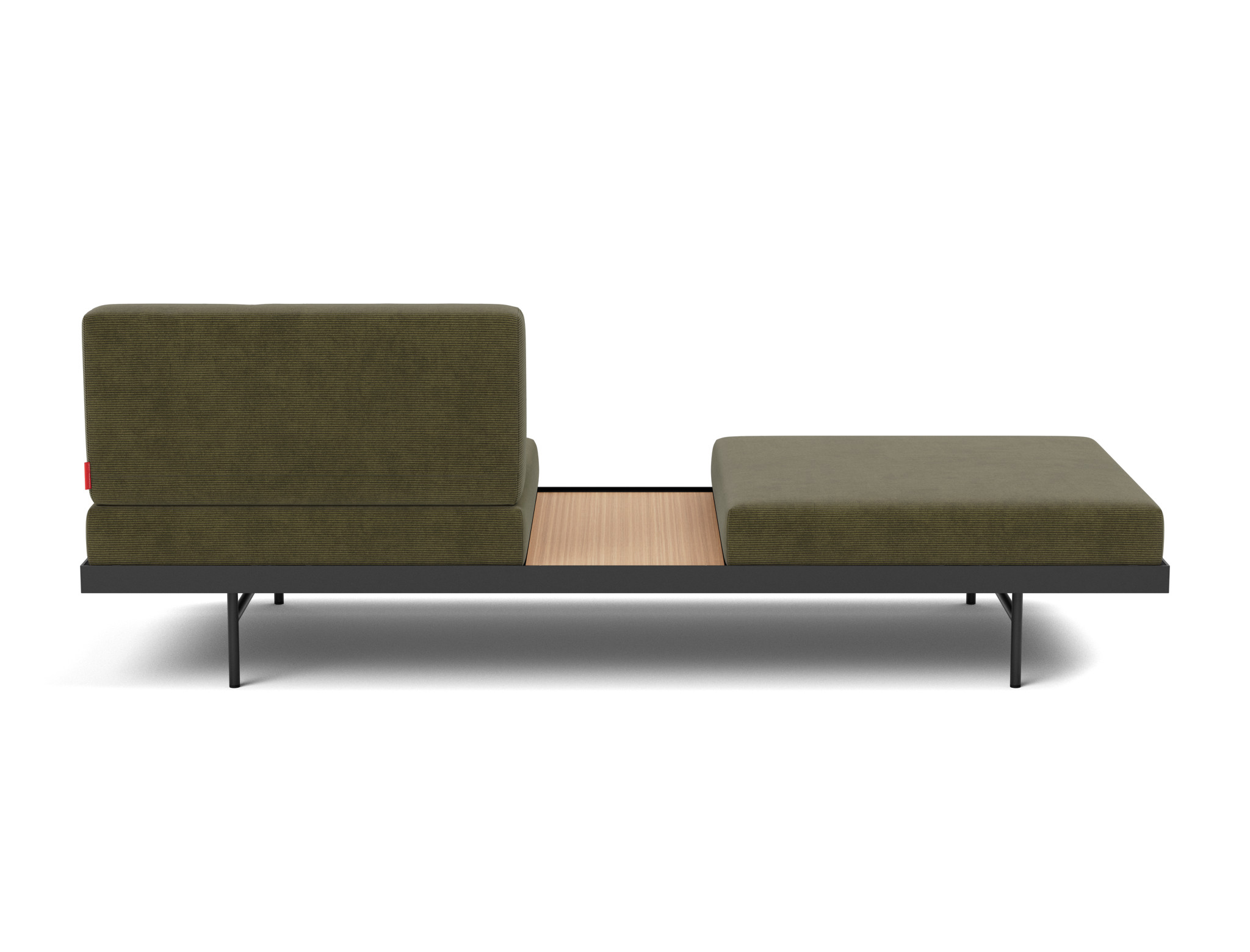 Tagesbett Puri Kord Cordufine 316-Pine-Green Beine mit Eichentisch
