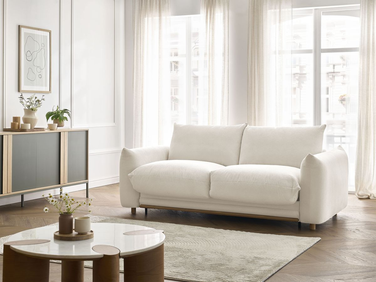 Bobochic Ernest Schlafsofa 3-Sitzer, Liegefläche 190 × 140 / 160 cm Stoff Beige, Liegefläche 160 × 190 cm