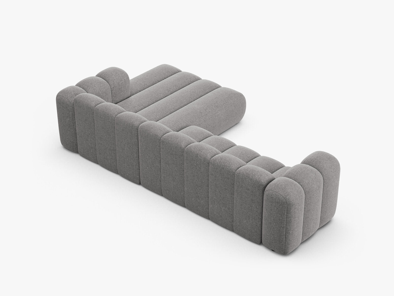 Micadoni Modulares Ecksofa Lupine 4-Sitzer Rechts Chenille Eden Hellgrau