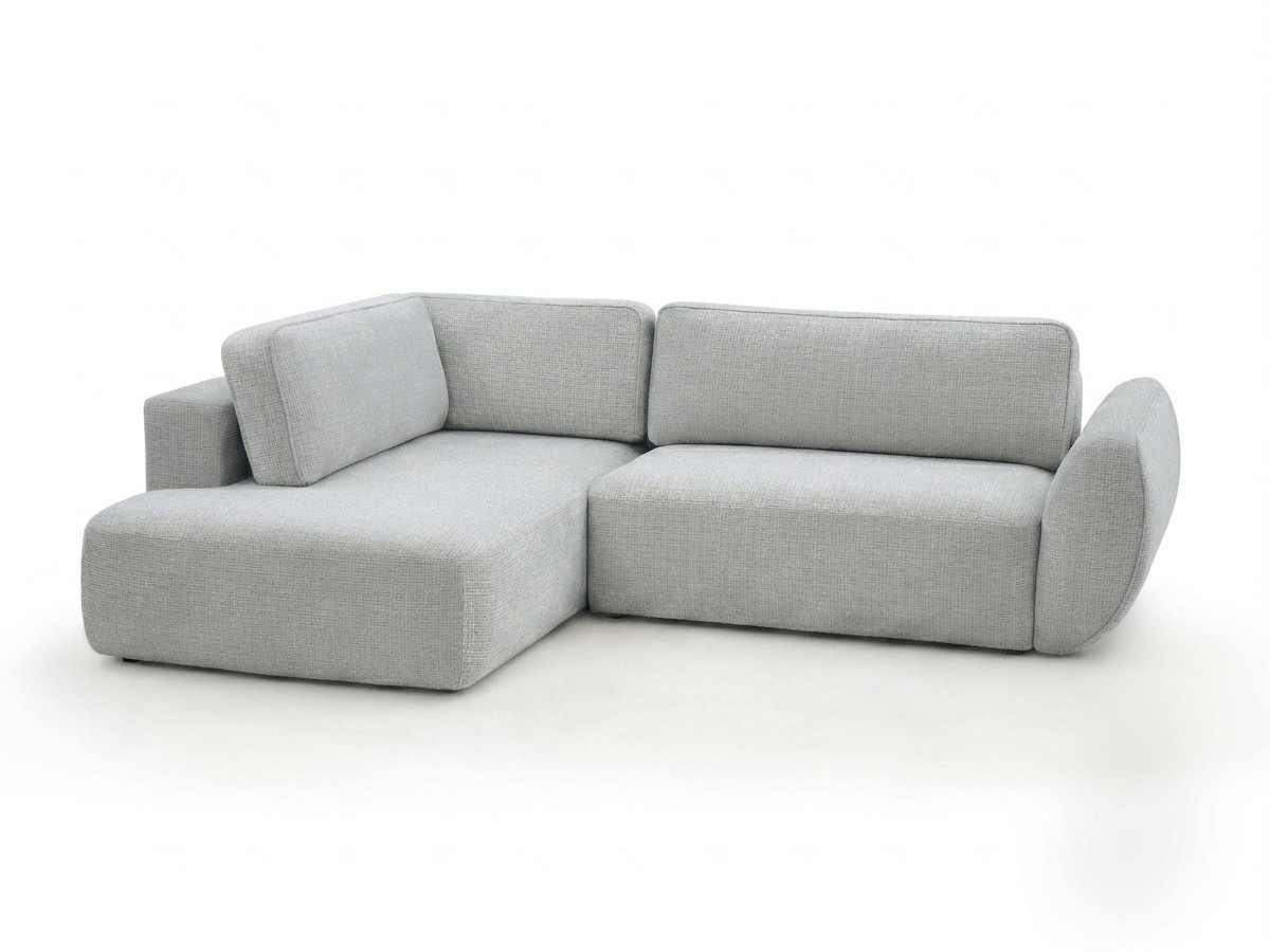 Bobochic Denise Ecksofa mit Schlaffunktion und Bettkasten 256 × 197 cm Strukturstoff Hellgrau Ecke links