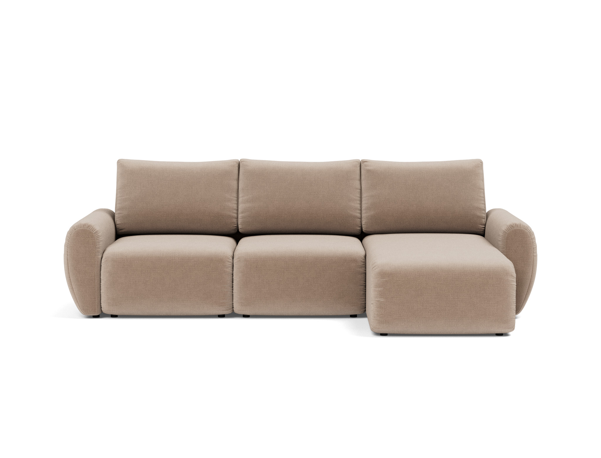 Schlafsofa Norum mit Chaiselongue und Curve-Armlehnen Chenille Esina 417-Mocha
