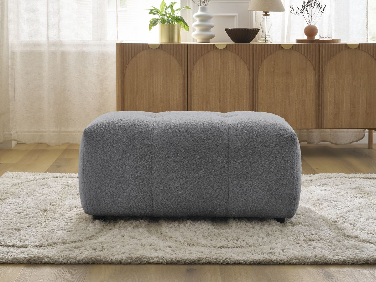 Bobochic Roxelane Pouf Bouclé-Stoff Dunkelgrau