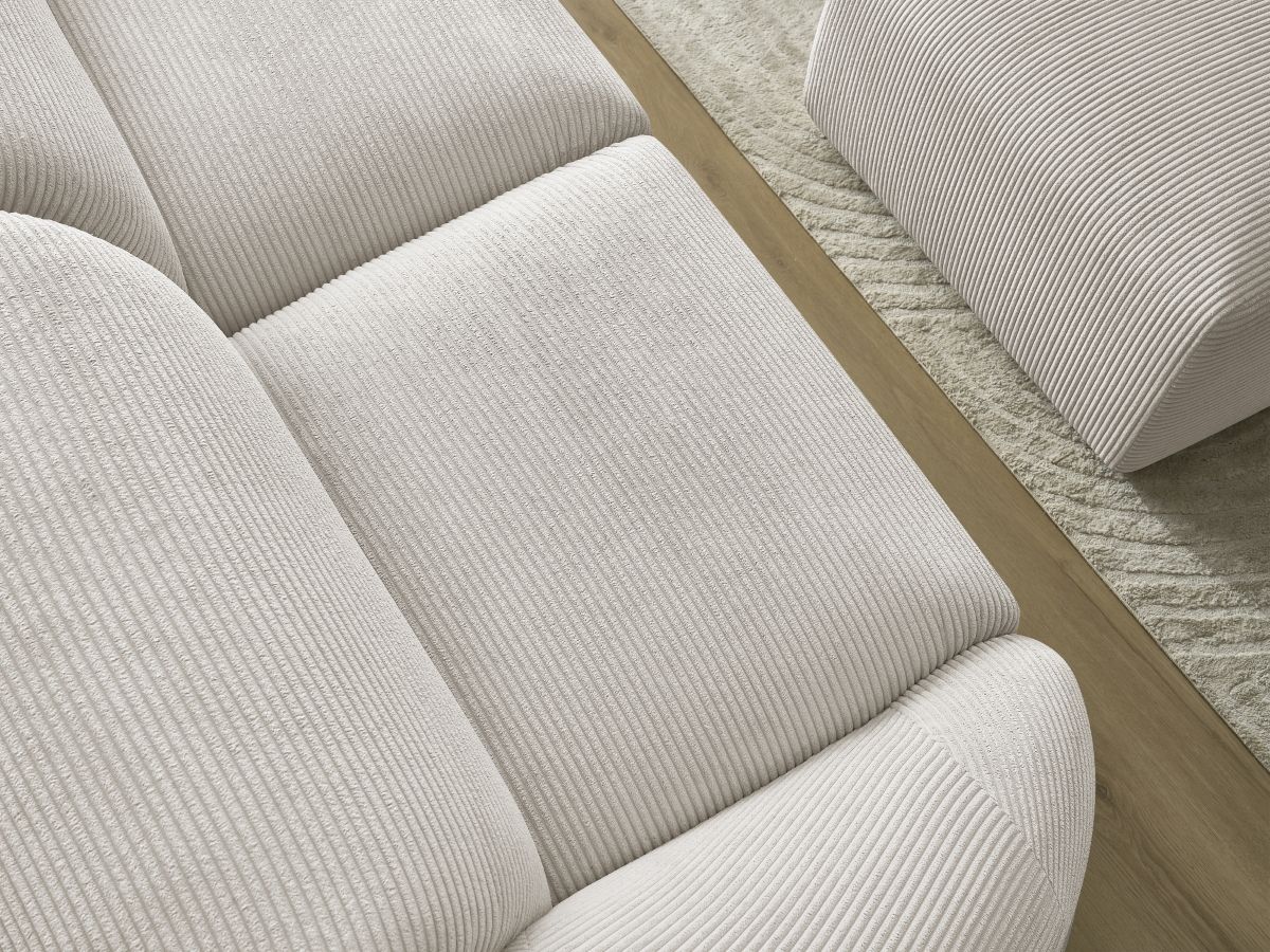 Bobochic Tina Sofa 3-Sitzer mit Pouf Cordsamt Beige
