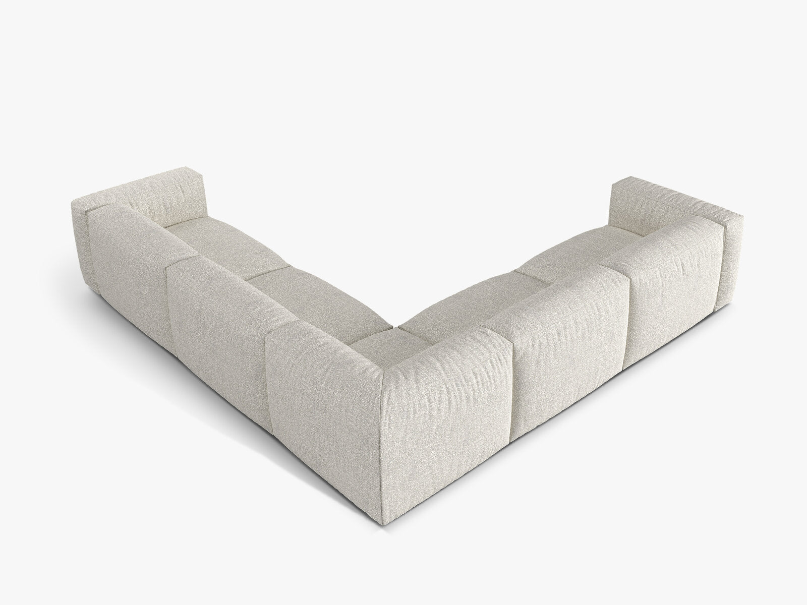 Micadoni modulares symmetrisches Ecksofa XL Martina 5-Sitzer Boucle Monet Grau Beige Melange