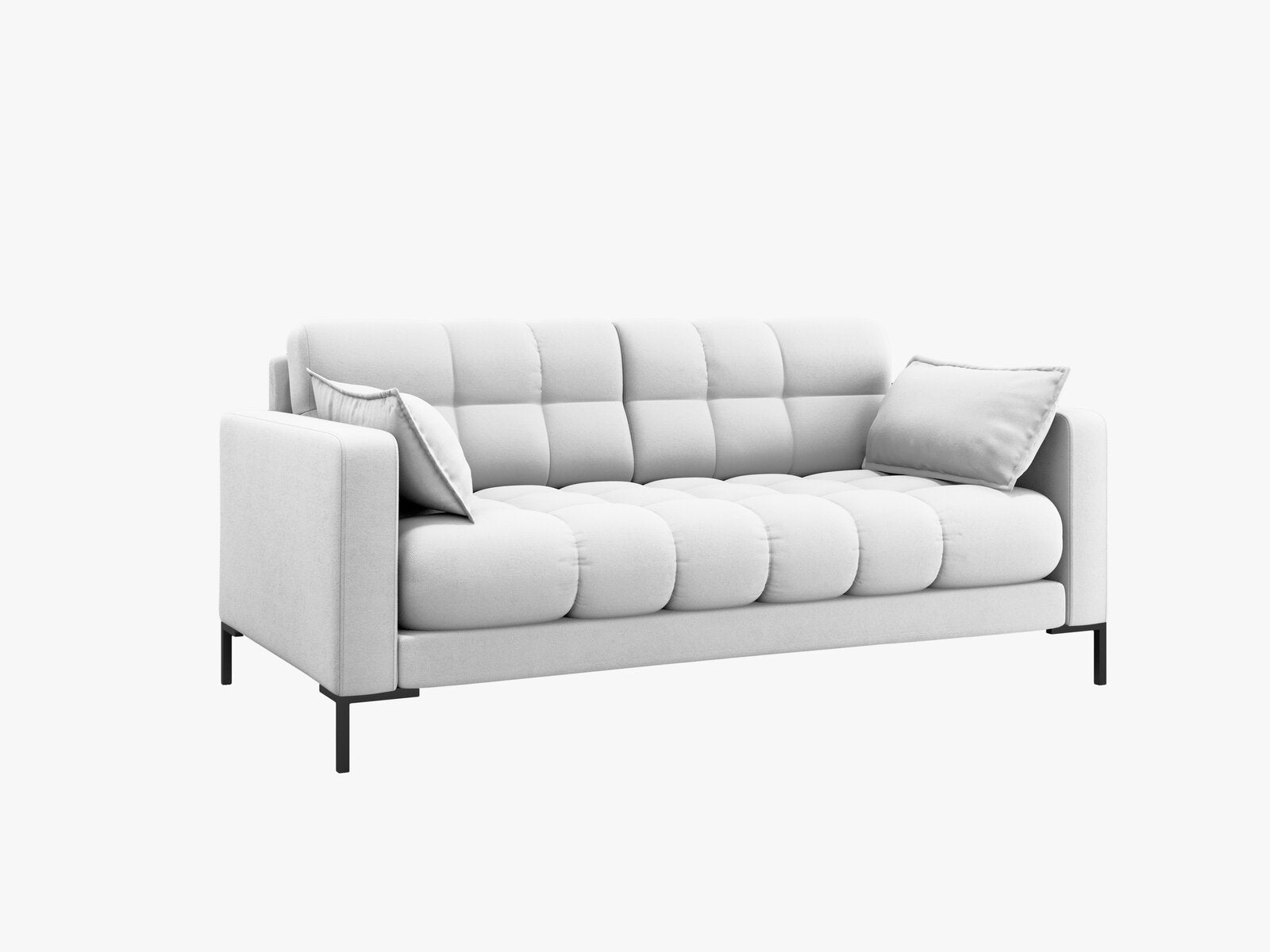 Micadoni Sofa Mamaia 2-Sitzer Strukturierter Stoff Neve Hellgrau schwarze Beine
