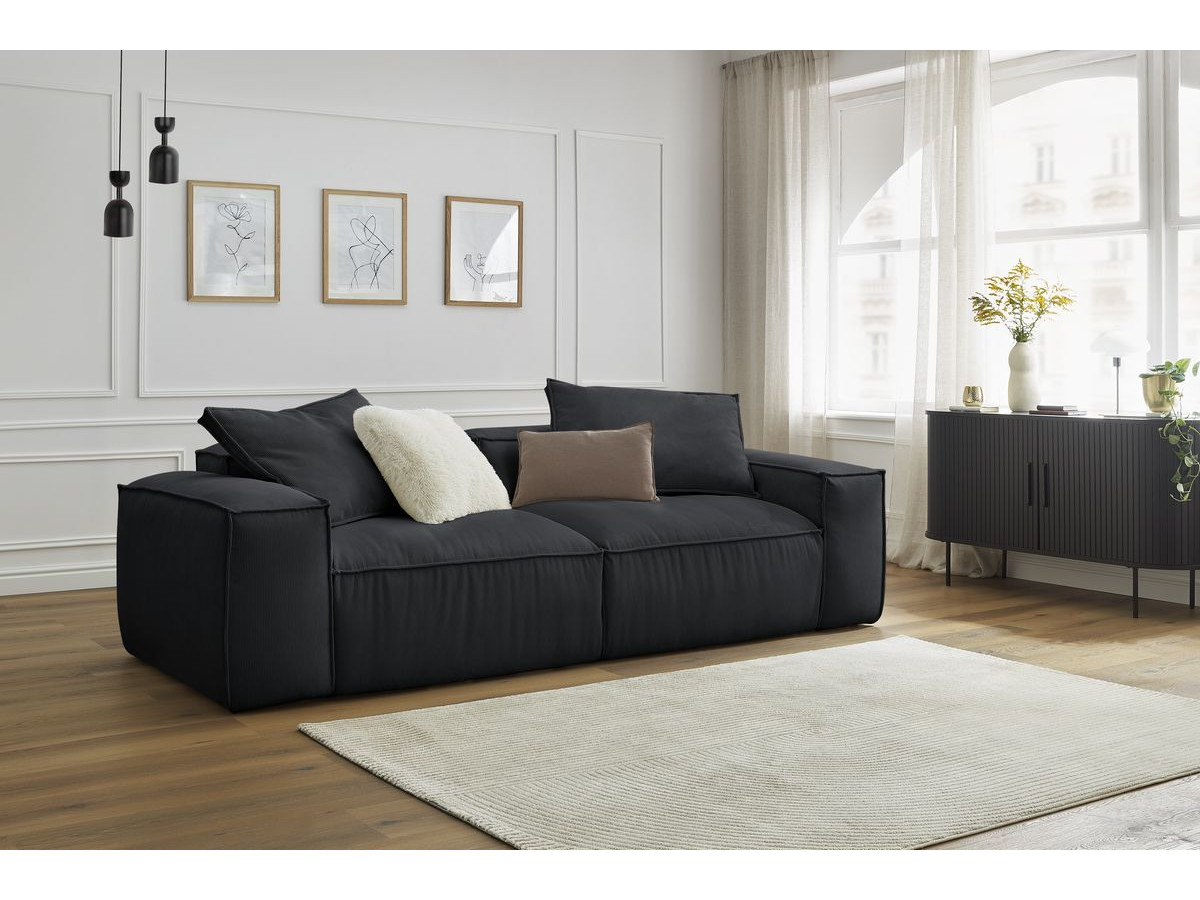 Bobochic Boheme Sofa 3-Sitzer Cordsamt Schwarz