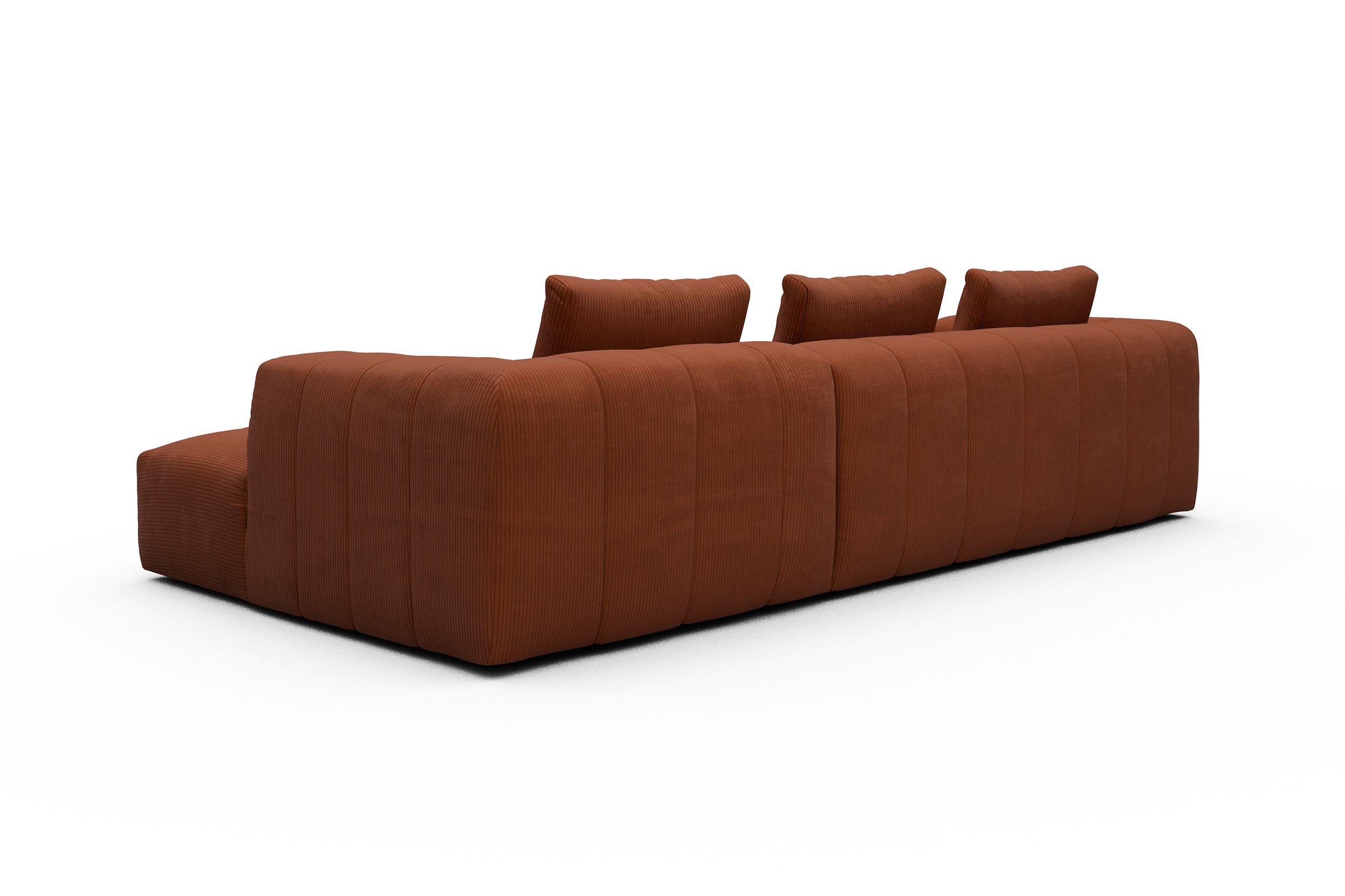 Ecksofa Hugo 2,5-Sitzer Armlehne links mit Chaiselongue Corduroy-Burnt-Orange