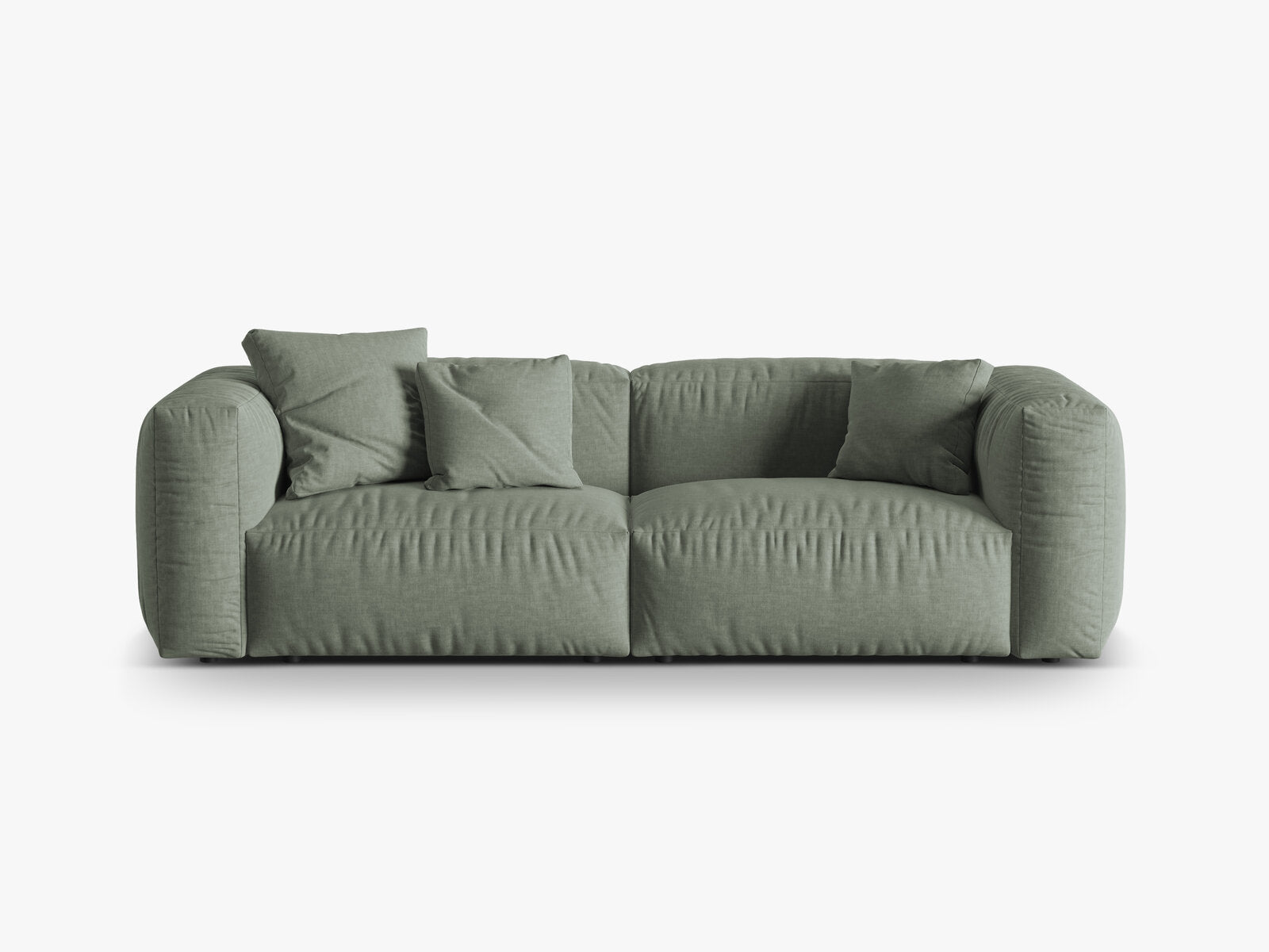 Micadoni Sofa Martina 3-Sitzer Strukturierter Stoff Boston Moßgrün