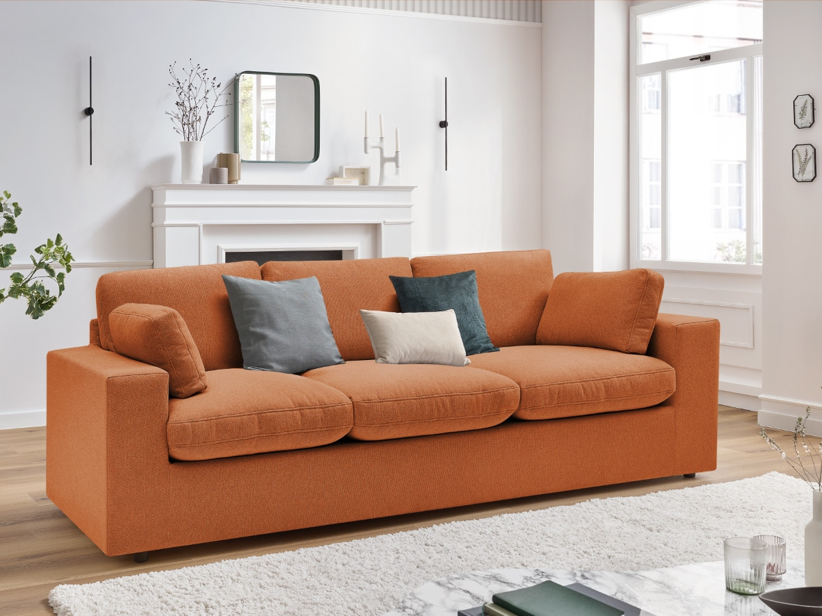Bobochic Belair Sofa 3-Sitzer 220 × 93 cm Stoff Orange