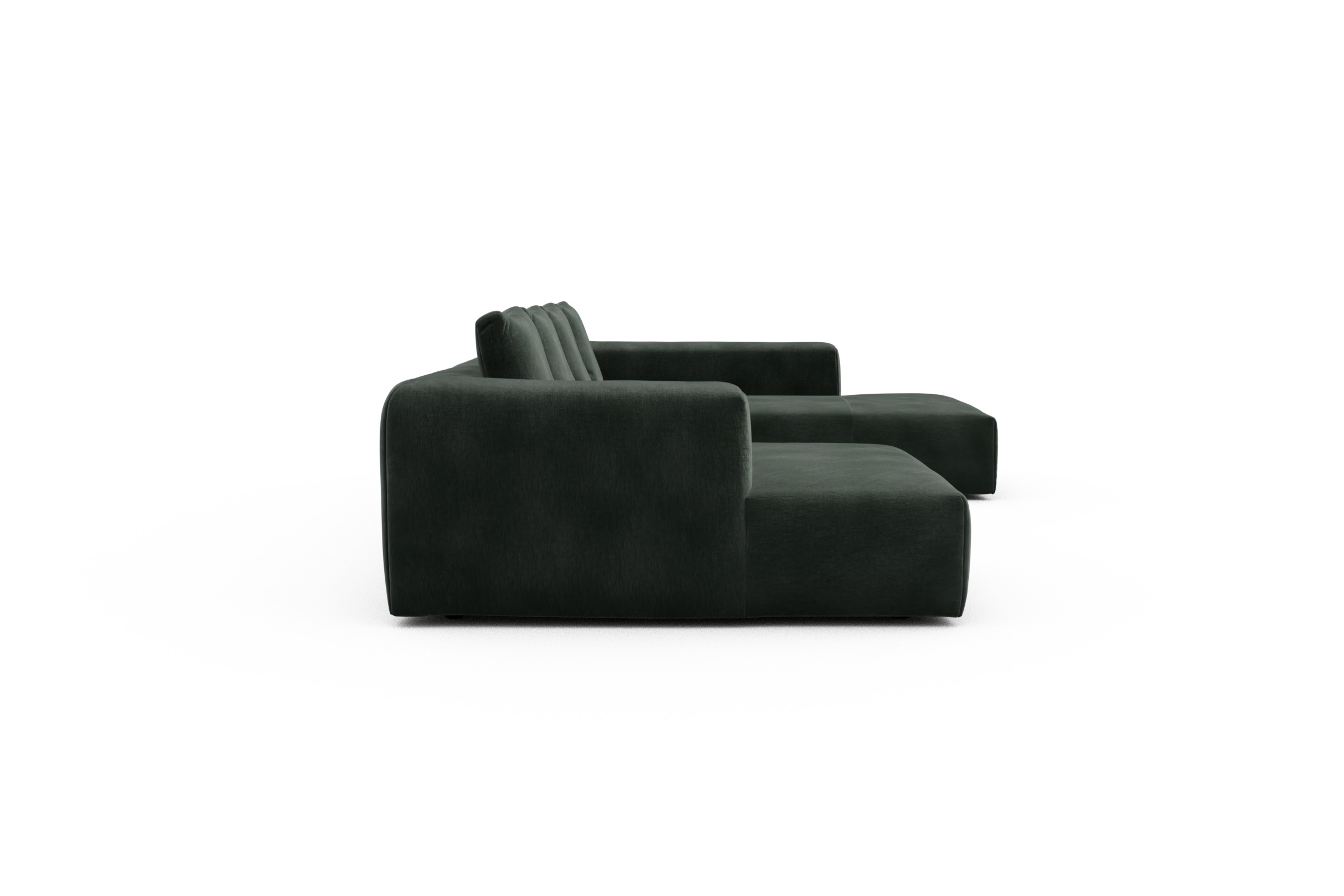 Wohnlandschaft Fred Relax-Ecke rechts mit 2-Sitzer und Chaiselongue links Samt Smooth 814-Laurel-Green