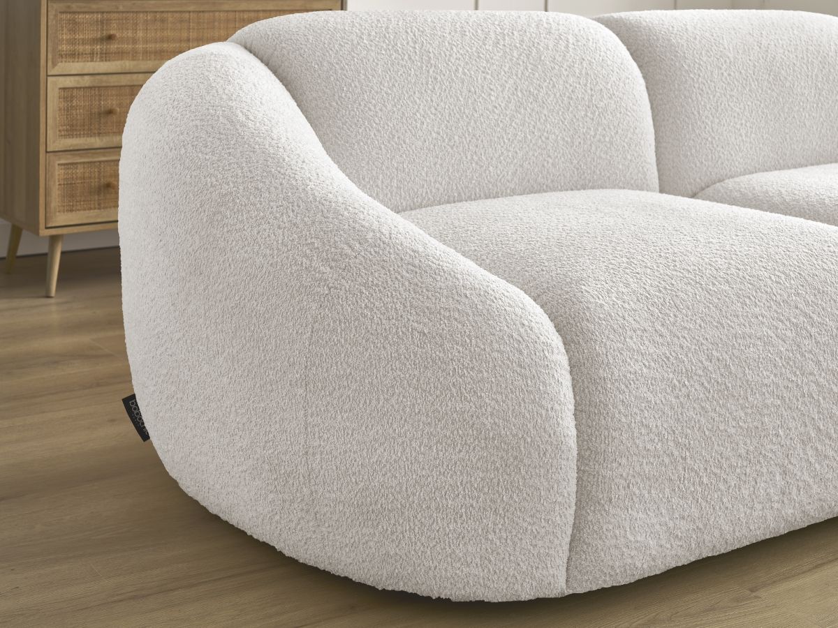 Bobochic Tina Sofa 2-Sitzer Bouclé-Stoff Weiß