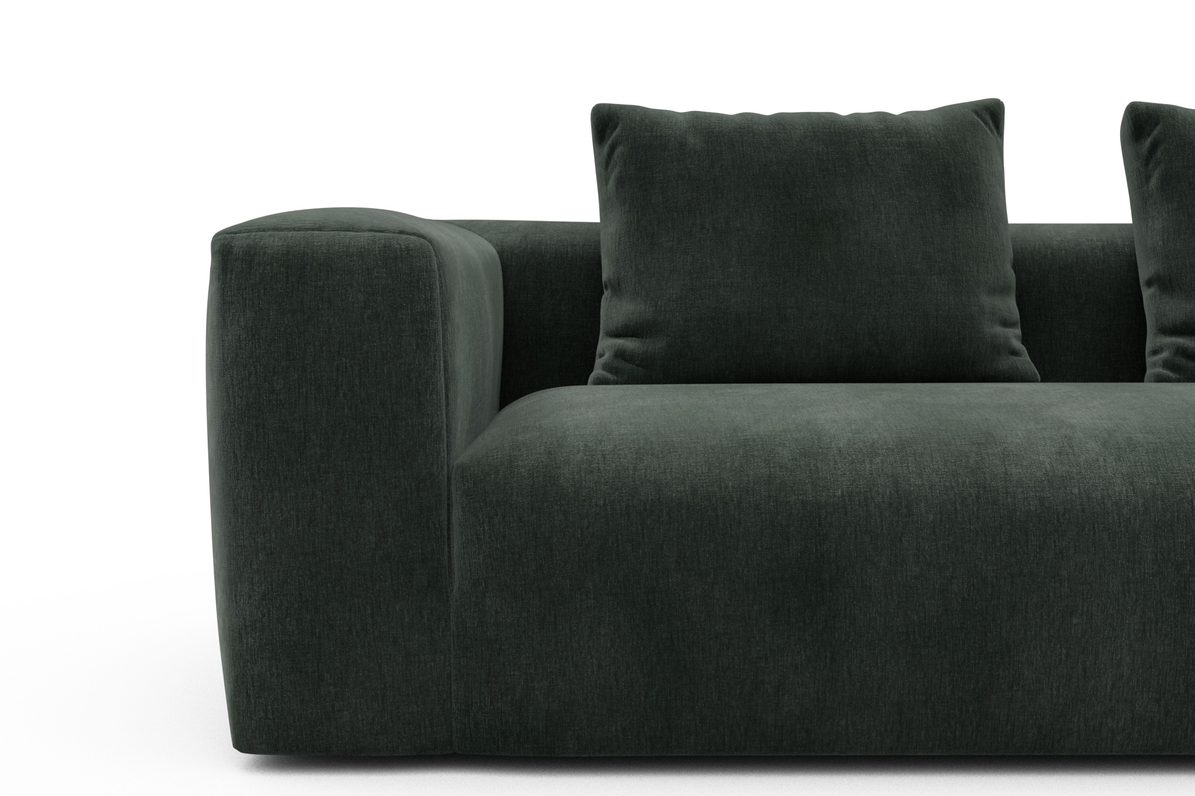 Wohnlandschaft Fred Chaiselongue rechts mit 2-Sitzer und lange Armlehne links Smooth-Laurel-Green