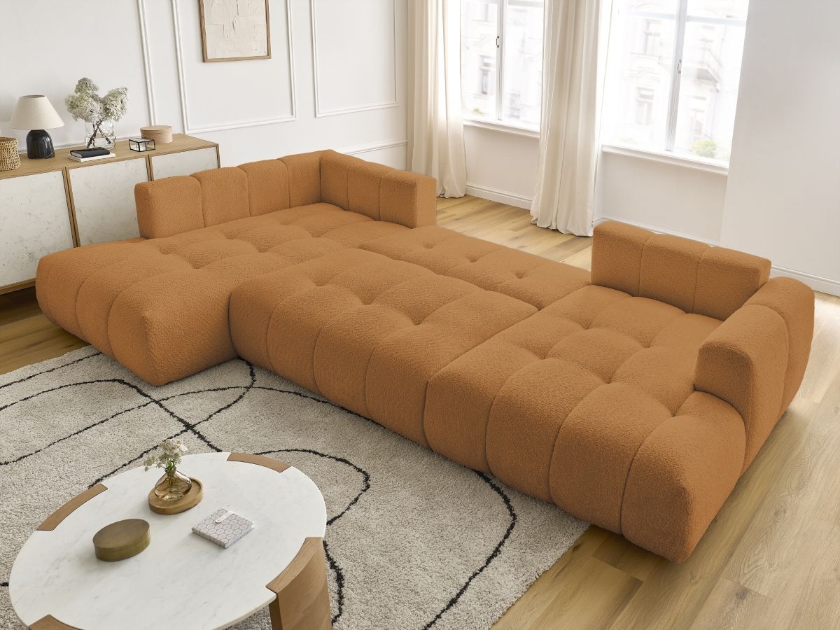 Bobochic Fuji Wohnlandschaft Bouclé-Stoff Gelb Ecke rechts
