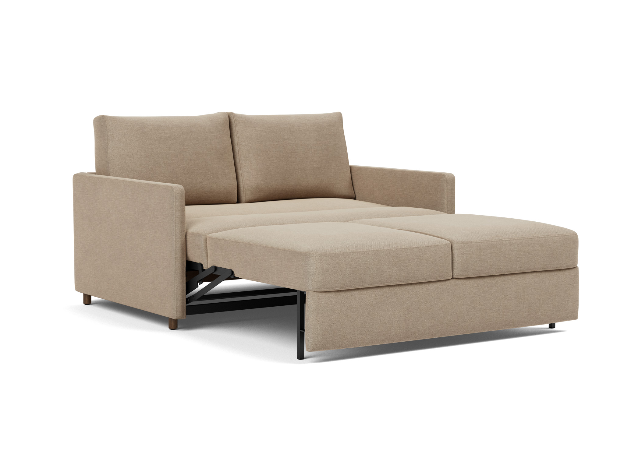 Schlafsofa Neah mit Slim-Armlehnen 140 Flachgewebe Phobos 587-Mocha