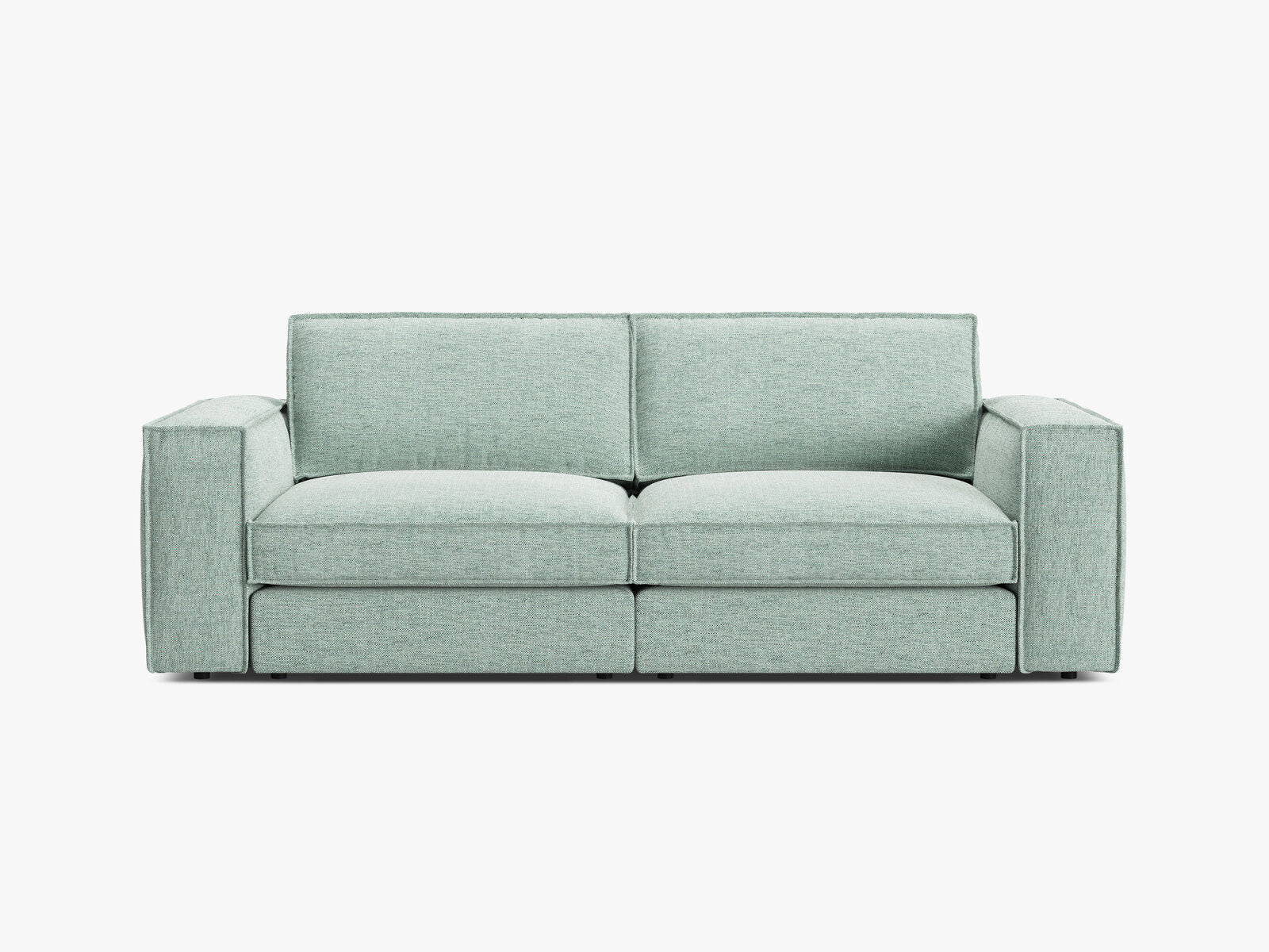 Micadoni modulares Sofa Pola 3-Sitzer Strukturierter Stoff Babel Minze