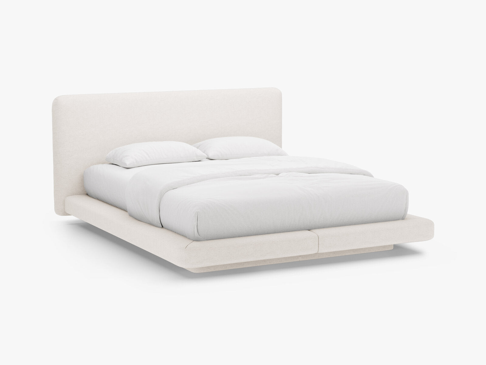 Micadoni Polsterbett mit Kopfteil Linea Strukturierter Stoff Moly Helles Beige 180x200