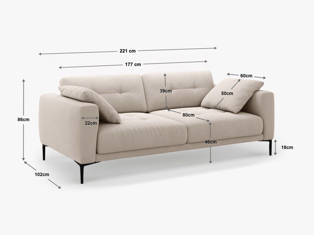 Cosmopolitan Design Sofa Lazio 4-Sitzer Samt Salvador Grau