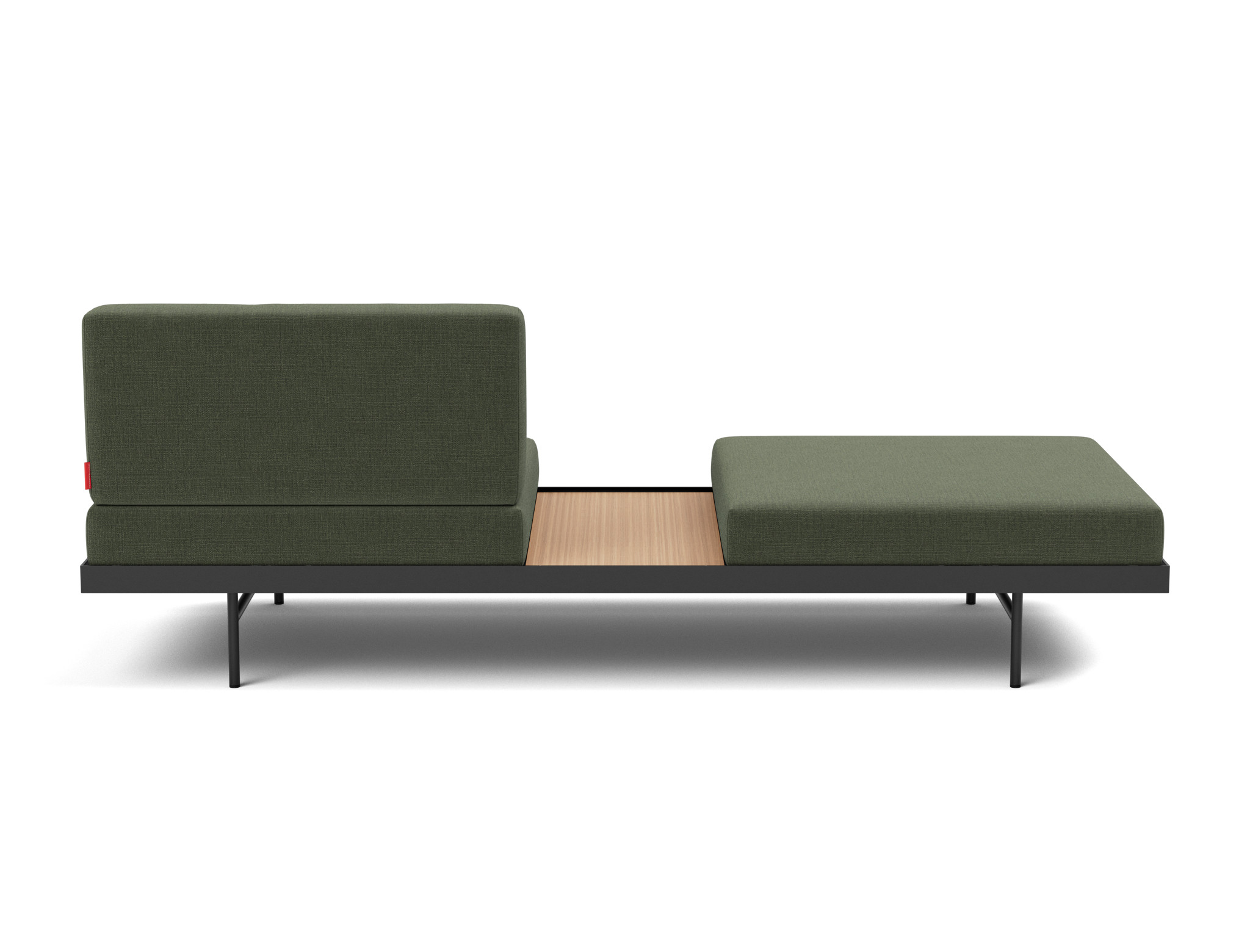 Tagesbett Puri Chenille Esina 413-Olive-Green Beine mit Eichentisch