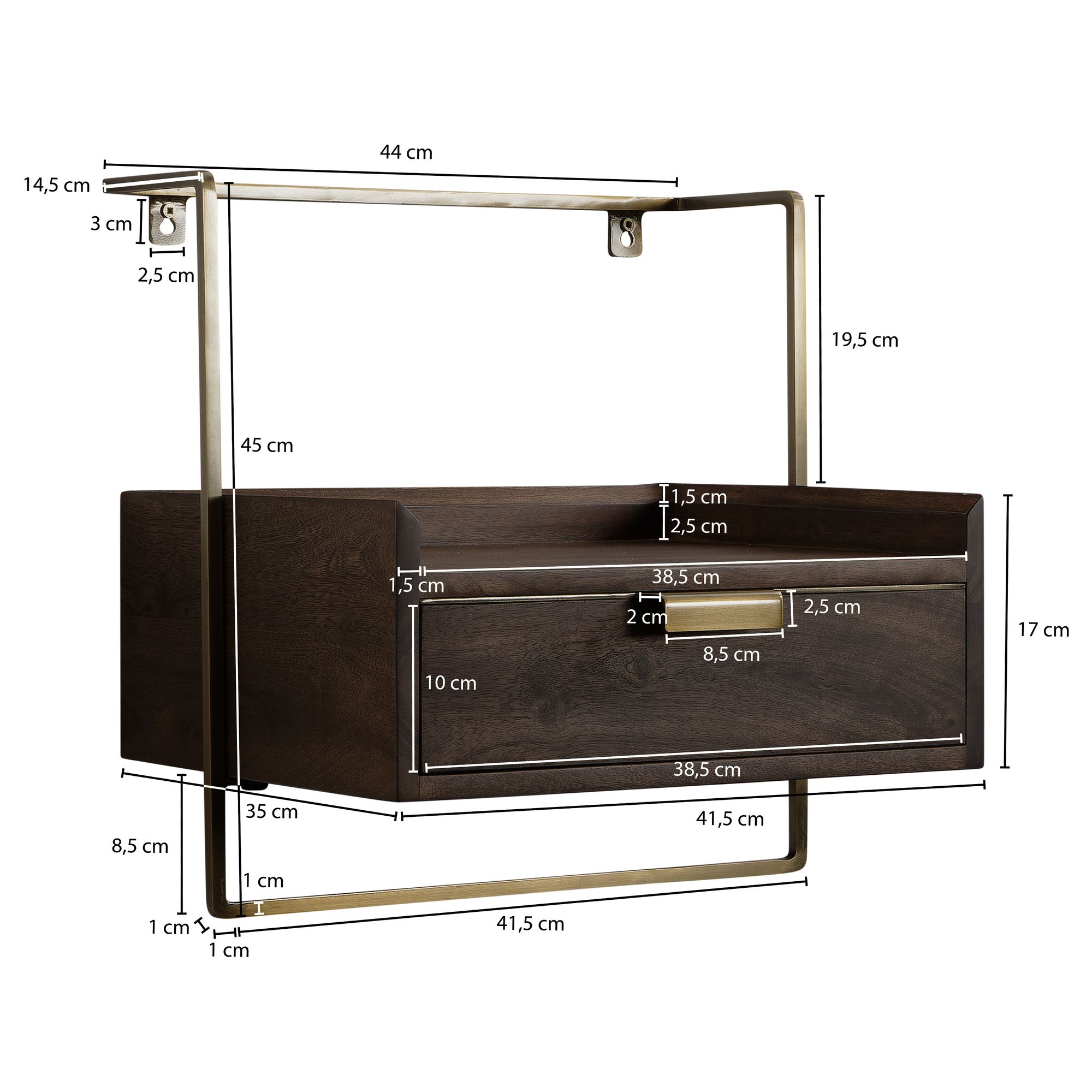 Nachttisch Bjorli Massivholz Braun 44 × 35 × 45 cm