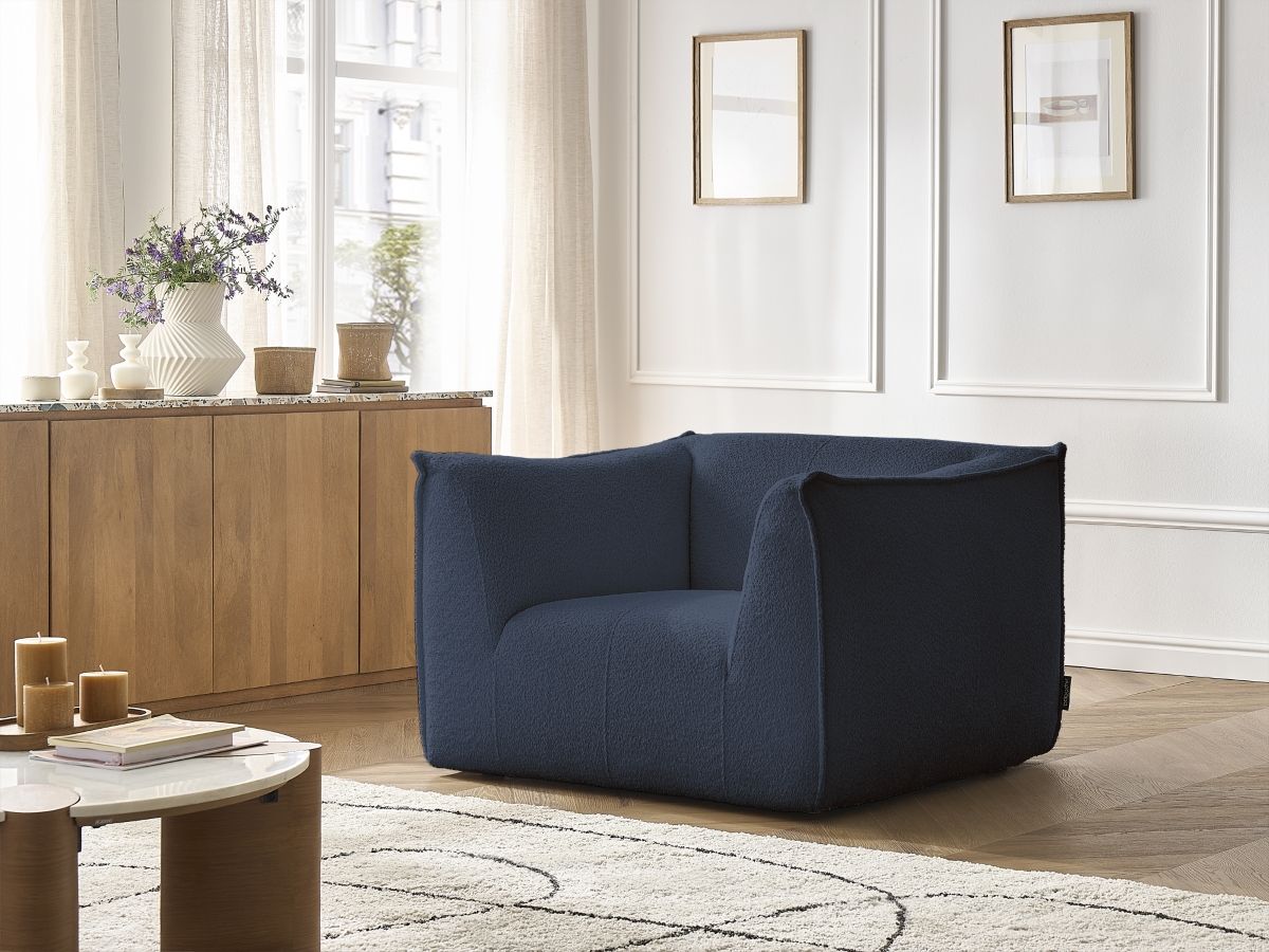 Bobochic Giorgia Sessel Bouclé-Stoff Dunkelblau