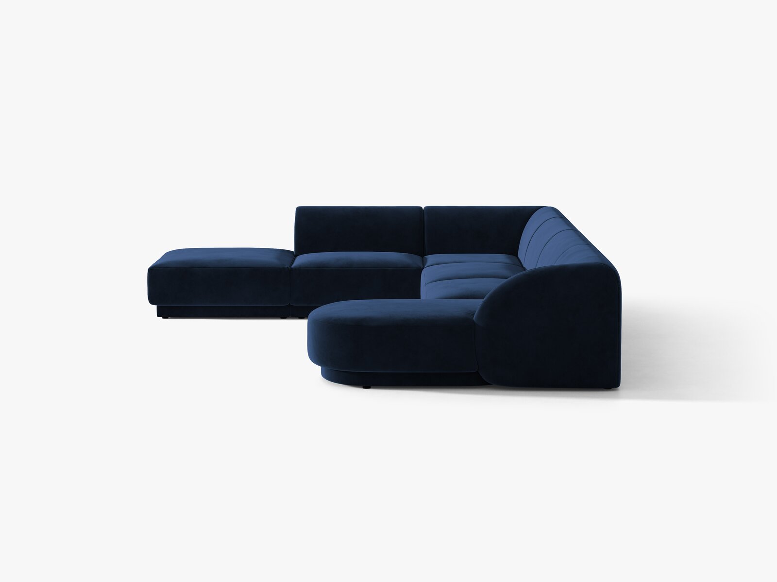 Micadoni Panorama-Ecksofa Miley 6-Sitzer Links Samt Bluvel Königsblau