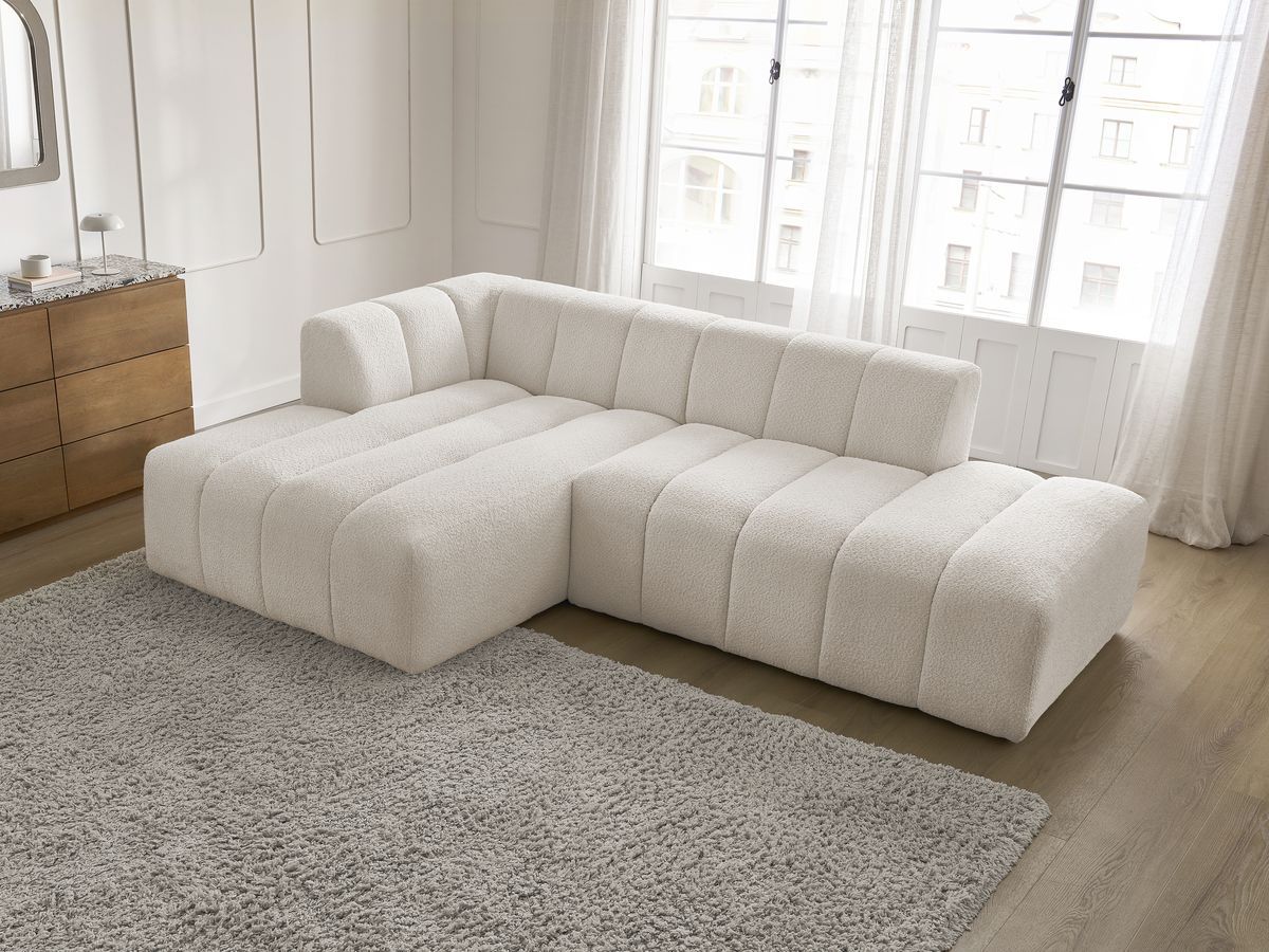 Bobochic Annecy Ecksofa Bouclé-Stoff Weiß Ecke links