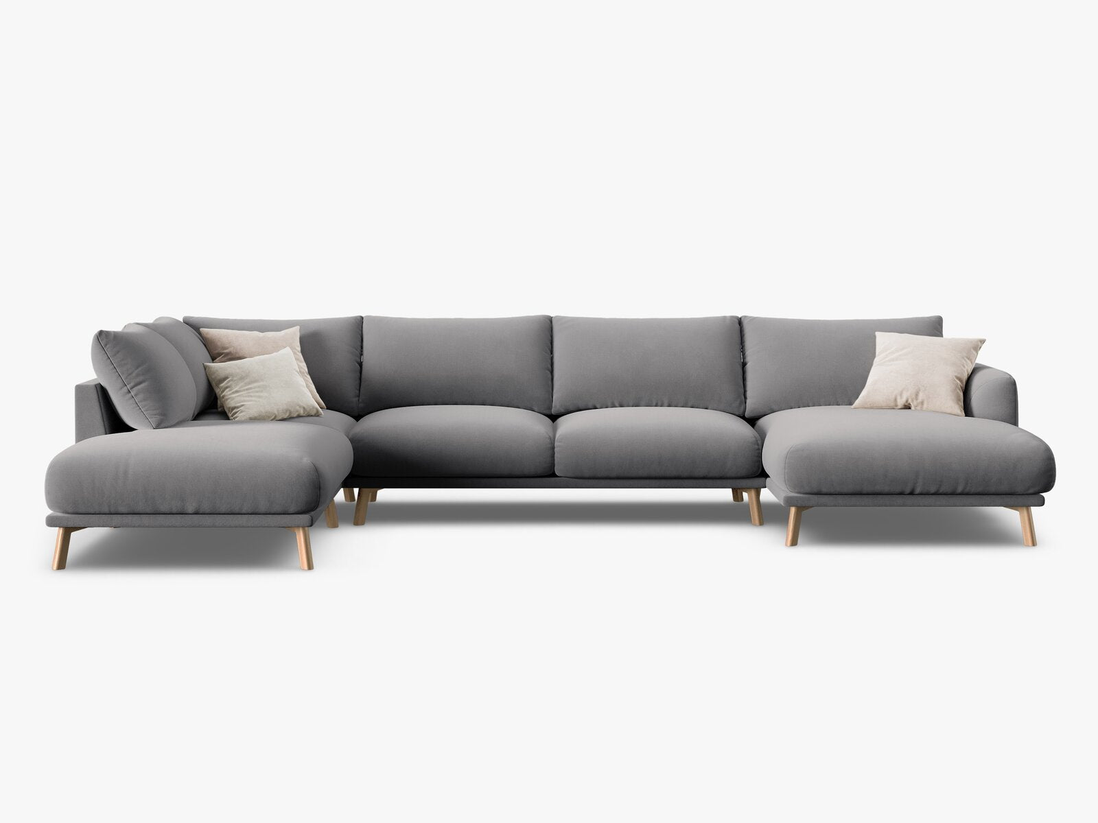 Micadoni Panorama Ecksofa Naomi 6-Sitzer Links Samt Salvador Grau