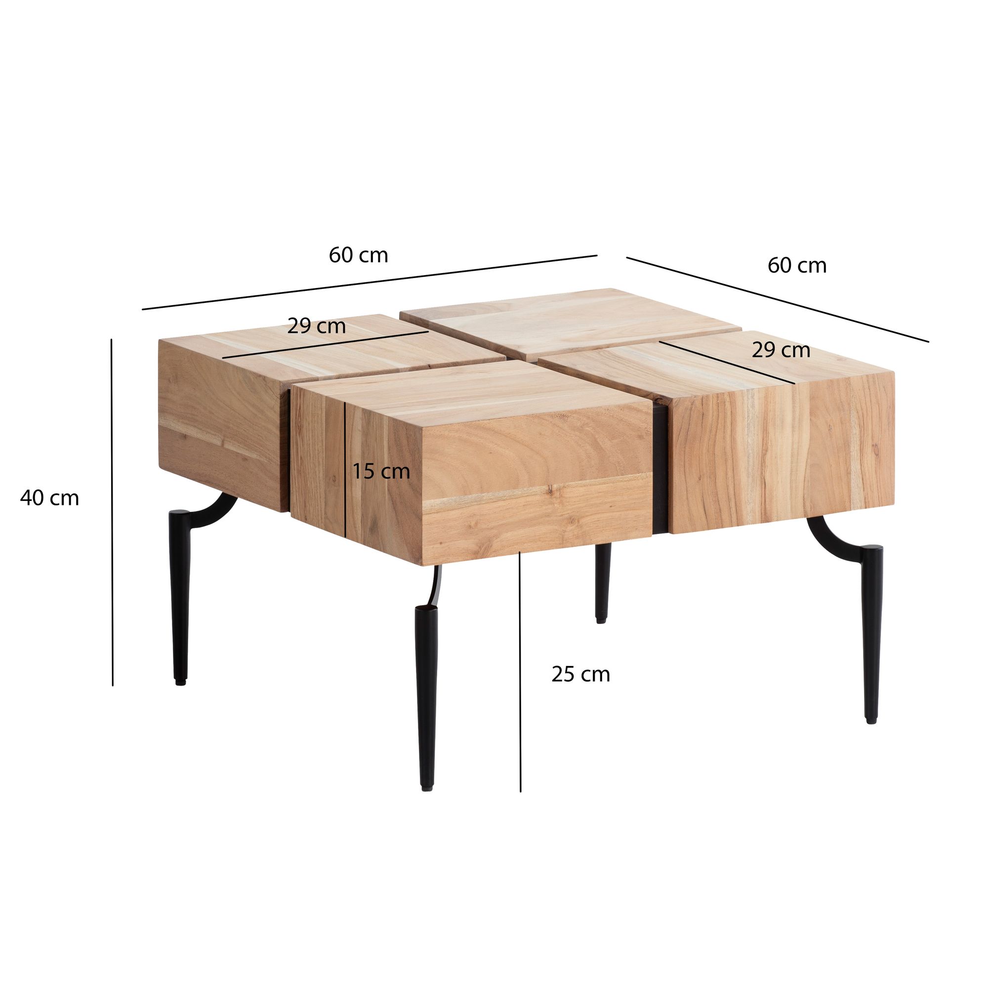 Couchtisch Heroy Akazie 60 × 60 × 40 cm
