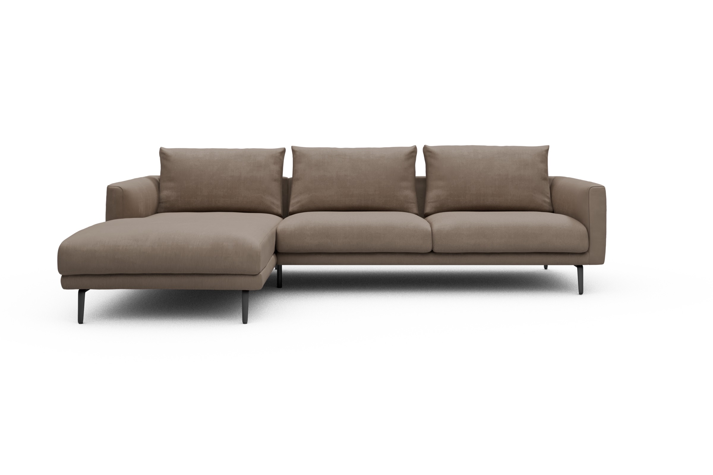 Skandi Home Ecksofa Karl Chaiselongue links mit 2,5-Sitzer Cordufine-Biege moebelfaktor