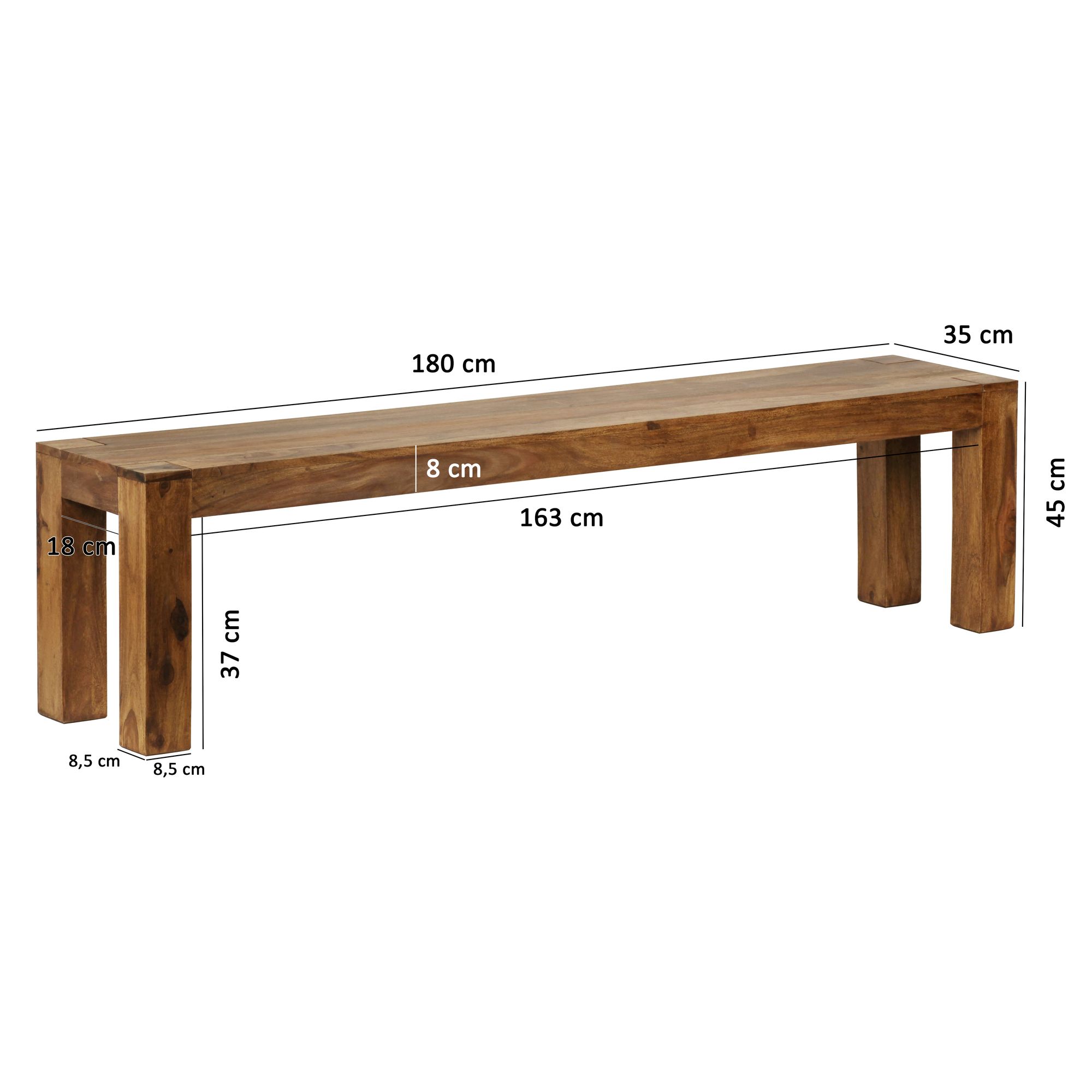 Essbank Aalvik Massivholz Sheesham Breite 180 cm