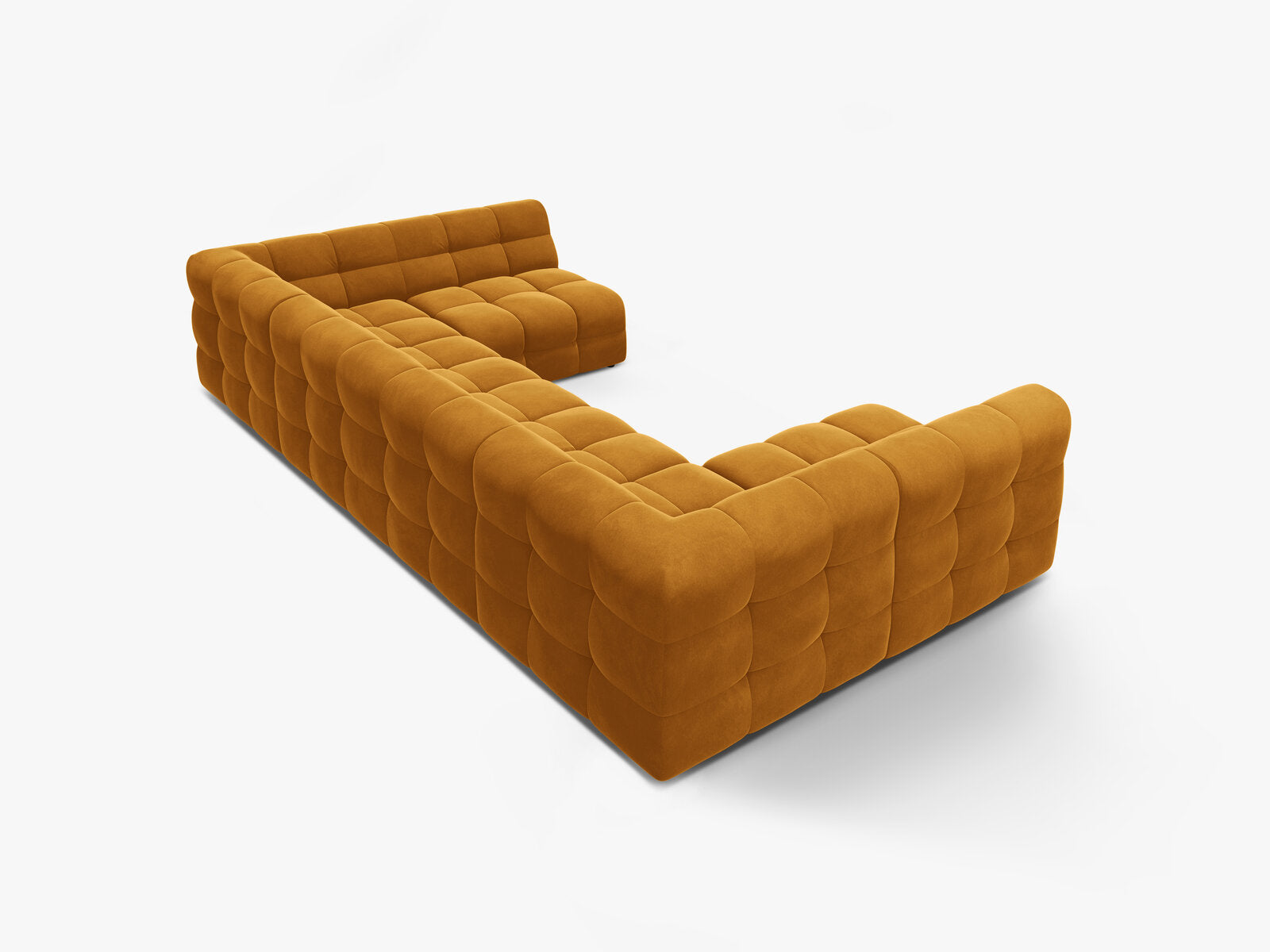 Micadoni Panorama-Sofa Kendal 7-Sitzer Samt Senf