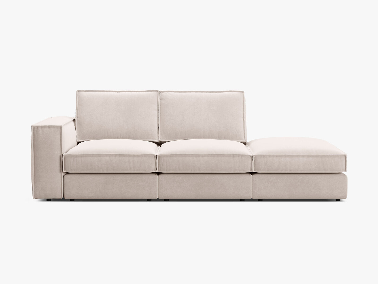 Micadoni modulares offenes Sofa Pola 3-Sitzer Rechts Samt Salvador Beige