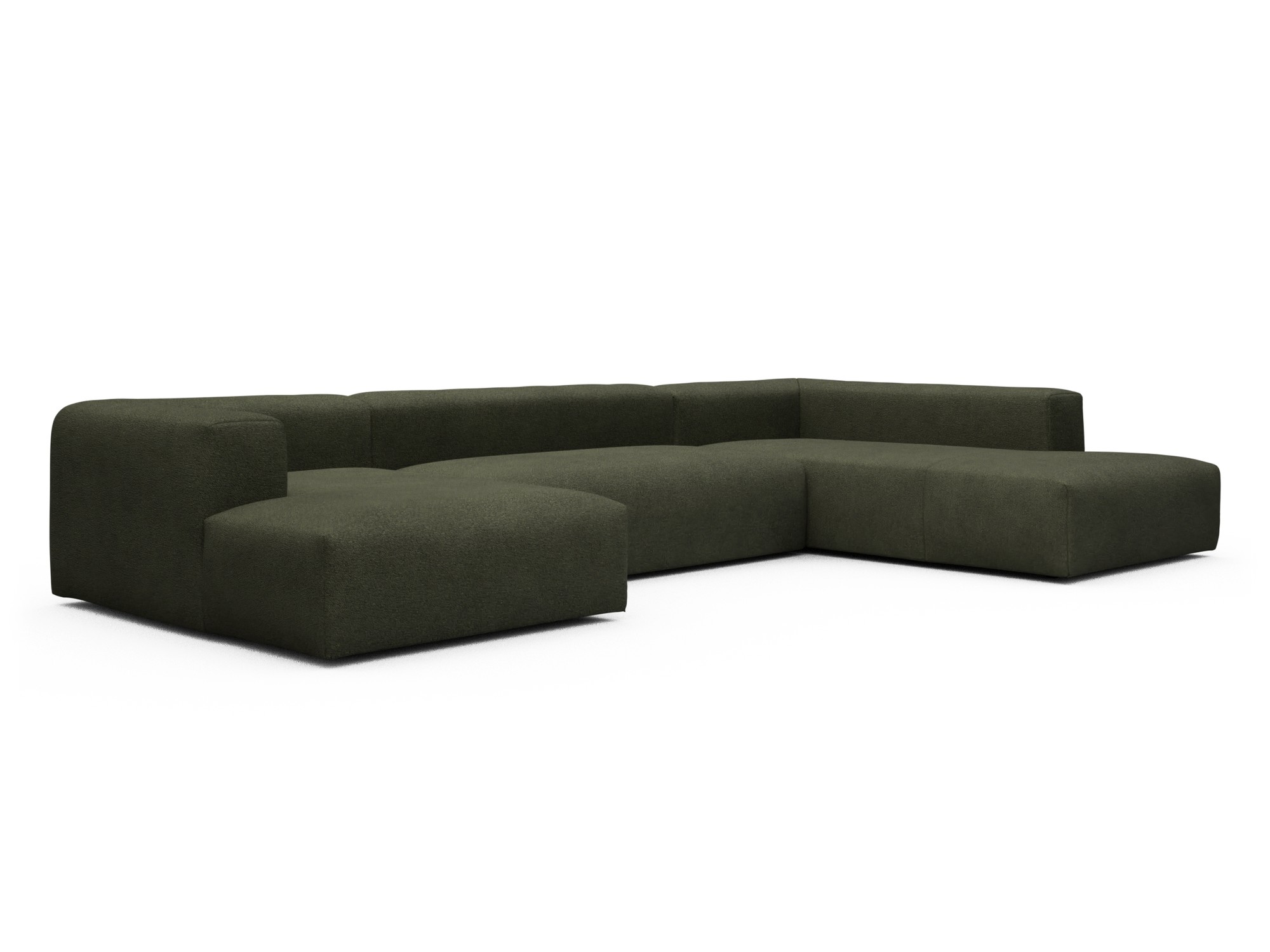 Skandi Home Wohnlandschaft Fred Relax-Ecke rechts mit 2-Sitzer und Chaiselongue links Boucle-Forest-Green moebelfaktor