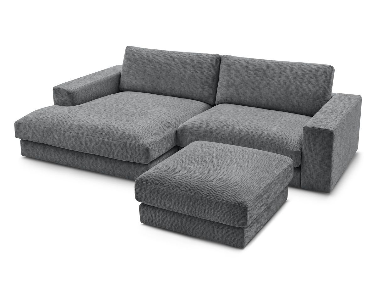 Bobochic Leonard Ecksofa mit Pouf 274 × 159 cm Strukturstoff Dunkelgrau Ecke links