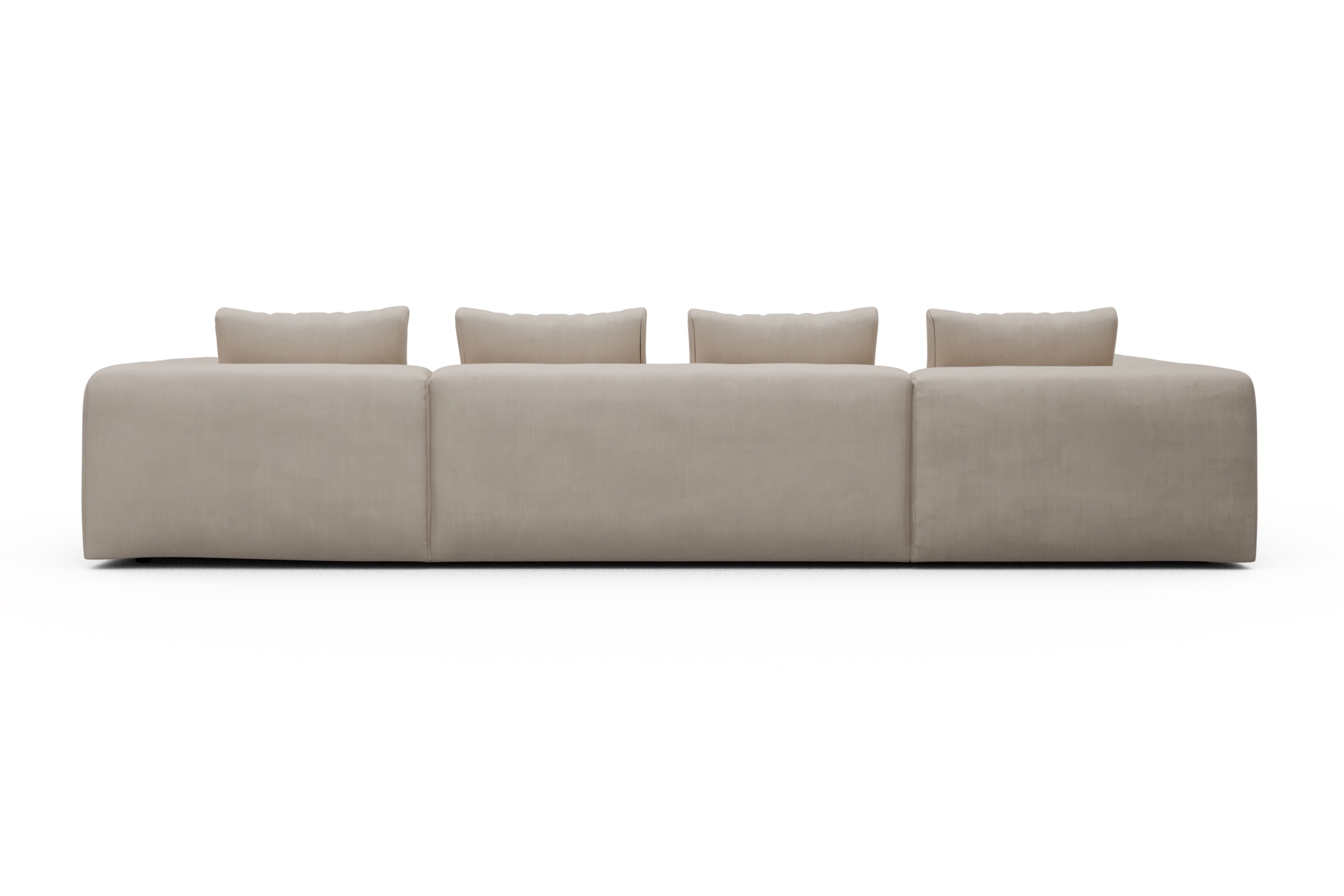 Wohnlandschaft Fred Relax-Ecke links mit 2-Sitzer und Chaiselongue rechts Cordufine-Off-White