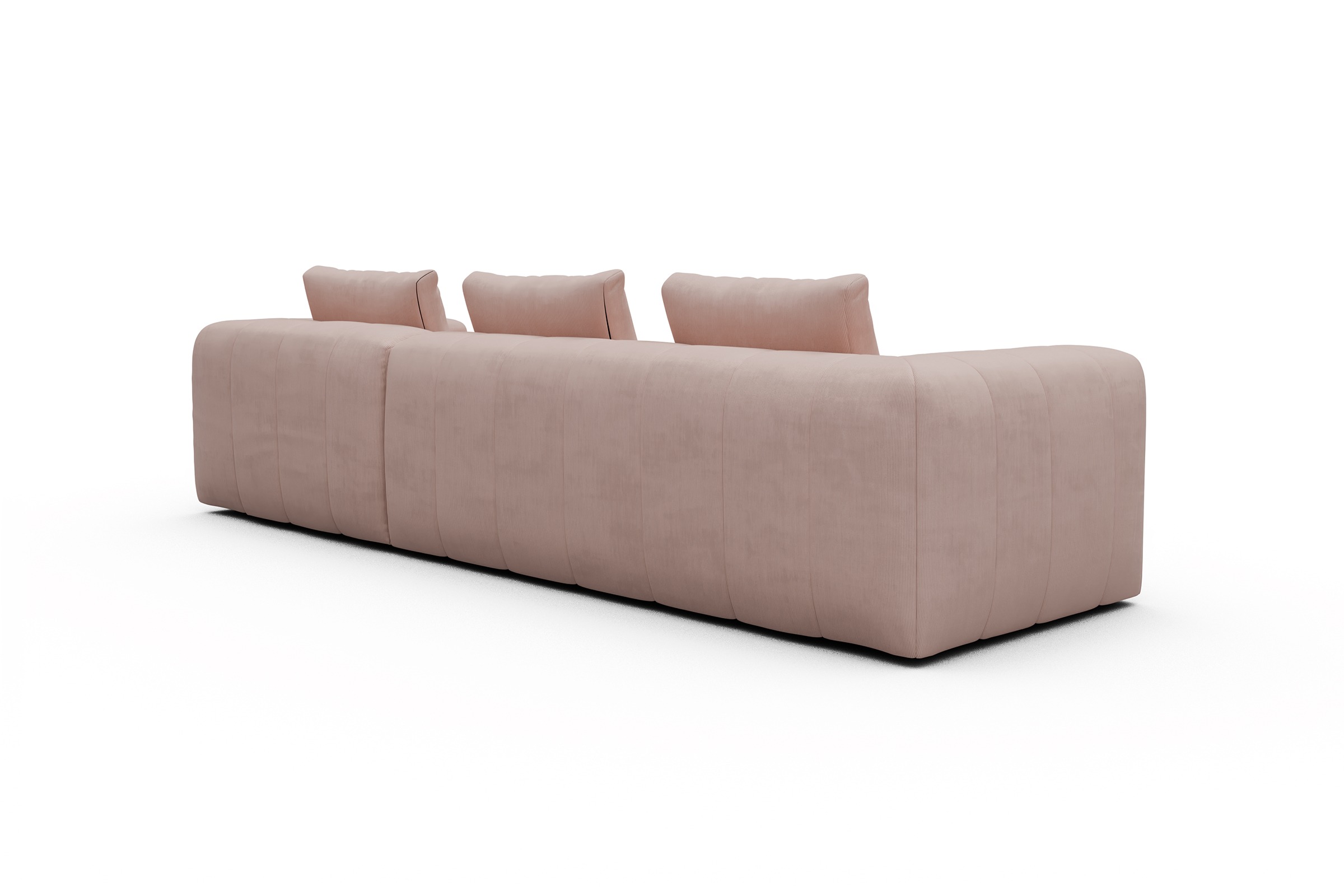 Ecksofa Hugo 2,5-Sitzer Armlehne links mit Chaiselongue Cordufine-Blush